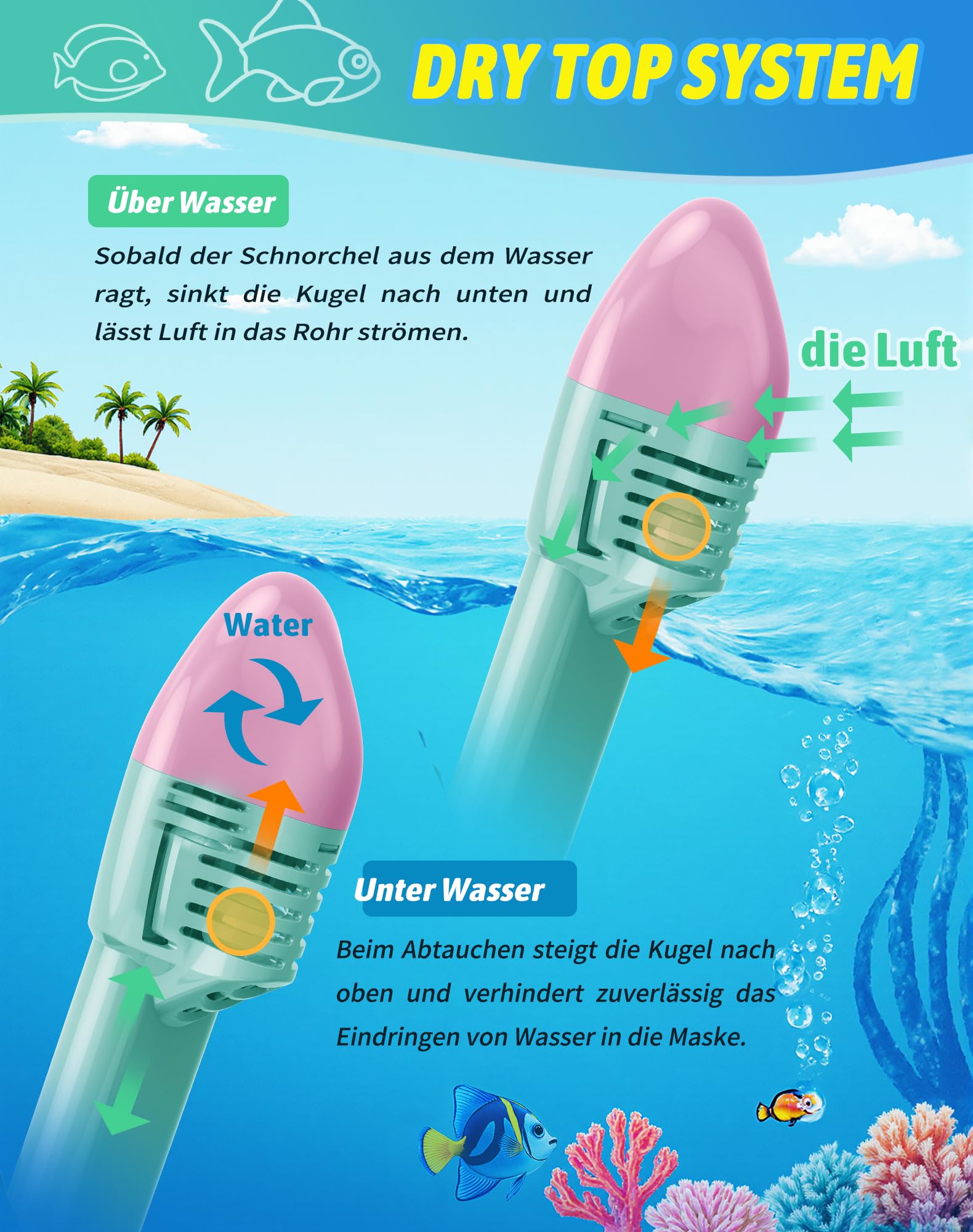 Kinderschnorchelmaske 4-12 J. Anti-Beschlag,auslaufsicher