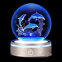 Vista 10 de Bola de cristal 3D de medusa con luz LED, base única, lámpara de figuritas grabadas con láser, luz nocturna para regalos de niños, amantes