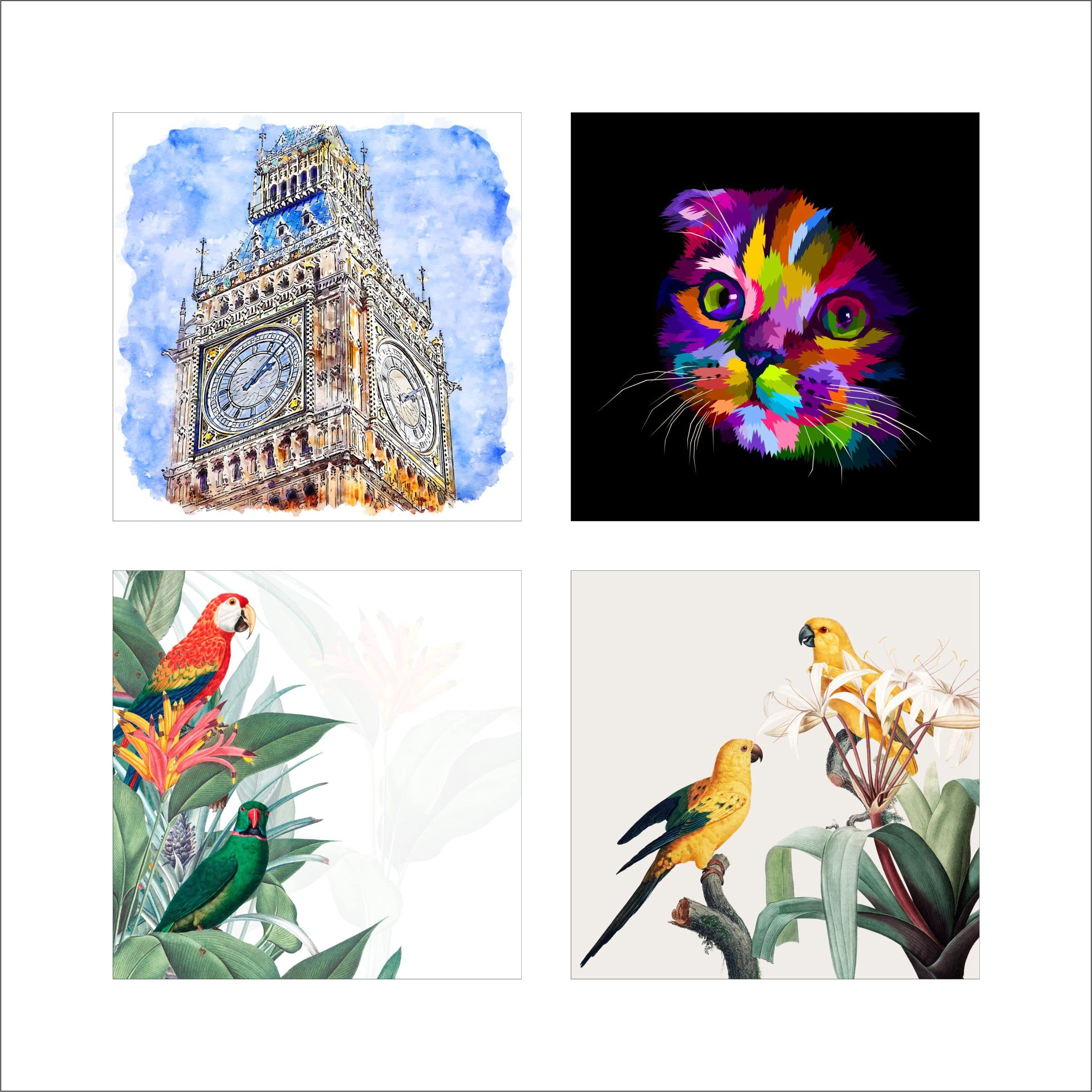 Aditya Sign® Floral Flower oil paintings Poster for Home, Hall, Office, Living Room and House (CW-COMBO-1) (CW-COMBO-18)