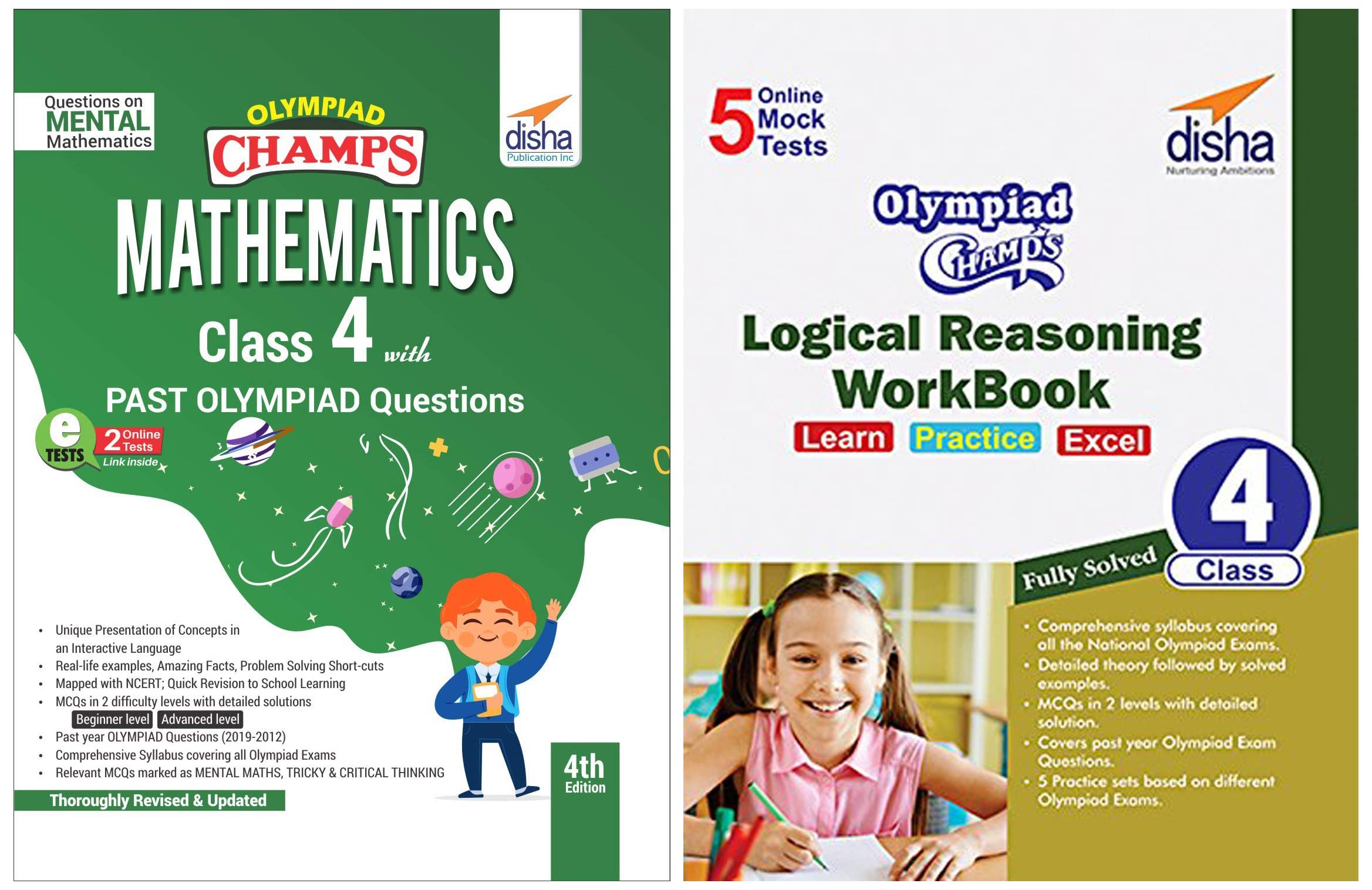 Olympiad Champs Mathematics Class 4 with Past Olympiad Questions 4th Edition+Olympiad Champs Logical Reasoning Workbook Class 4 With 5 Mock Online Olympiad Tests