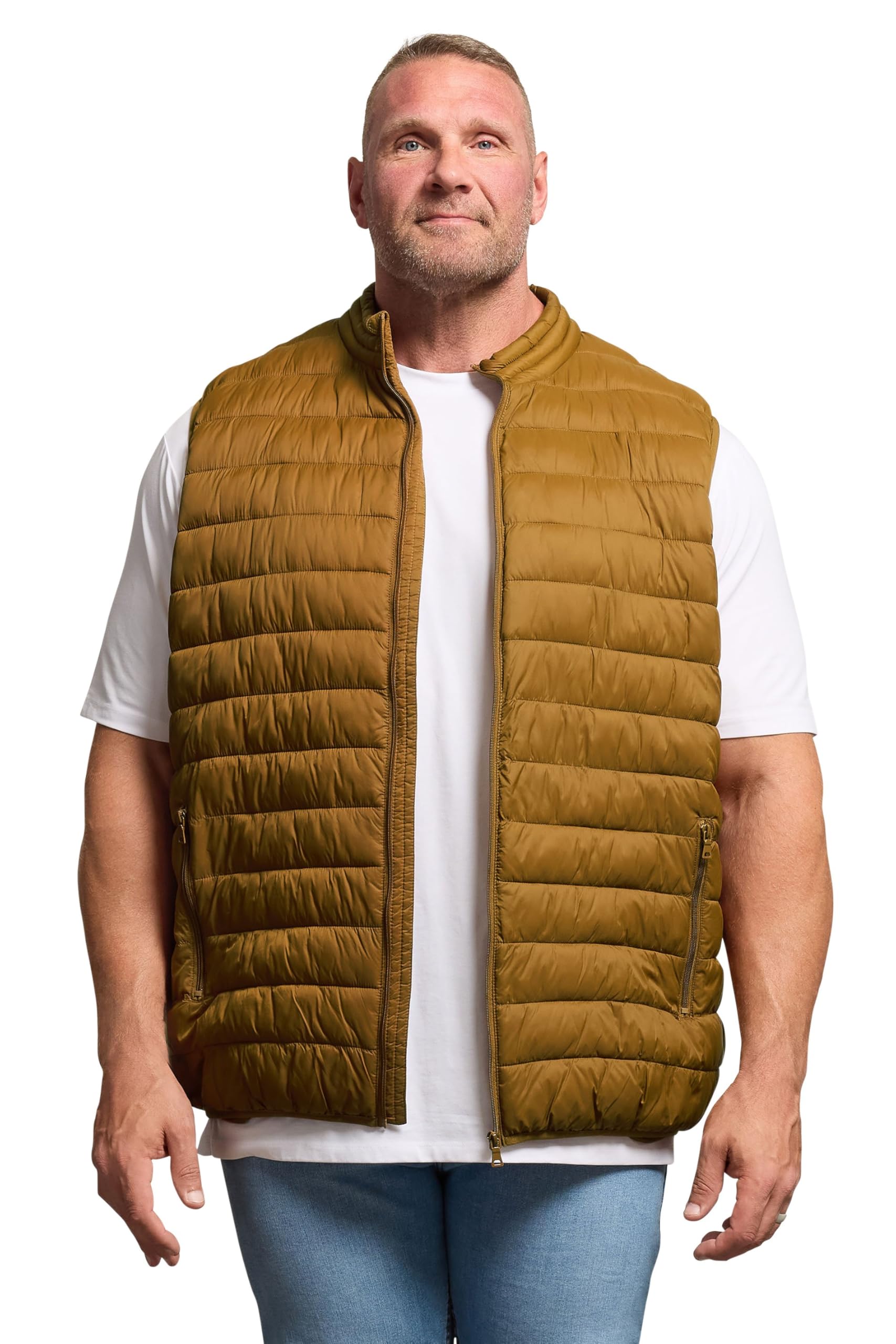 Badrhino Men's Brown Big & Tall Puffer Gilet - Plus Size Curve