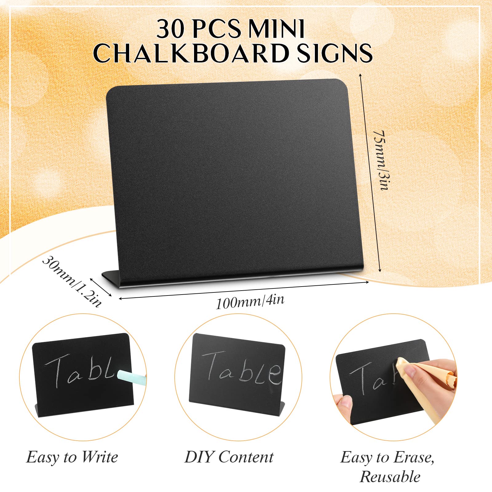 Lavagnette Segnaposto Nere 20 Pezzi - Mini Lavagne Con Gessetto Per Buffet, Matrimoni E Feste - Foto 5