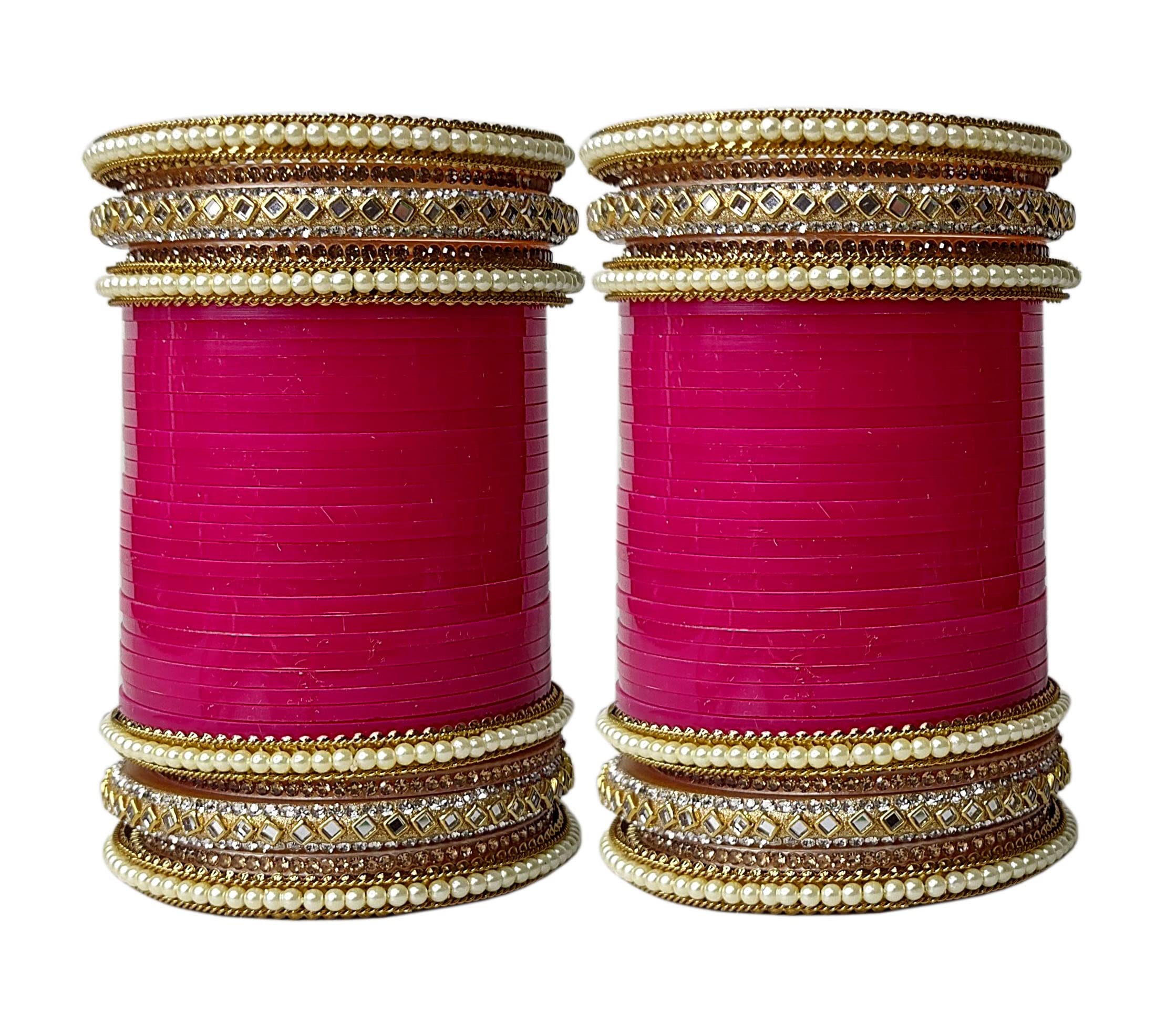OM SAI COSMETICS Womens Traditional Handcrafted Bridal Chuda Bangles Set Best Designer Jewelry Magenta Color Bangles (GEET MG) (2-8) (B0BW5ZK9BK) Amazon Price History, Amazon Price Tracker