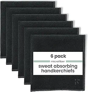 S&T INC. Handkerchief for Sweat, Microfiber Towel for Face, Glasses, Gym Bag, and Travel Essentials, Sweat Body Wipes, 10 Inches by 10 Inches, Black, 6 Pack