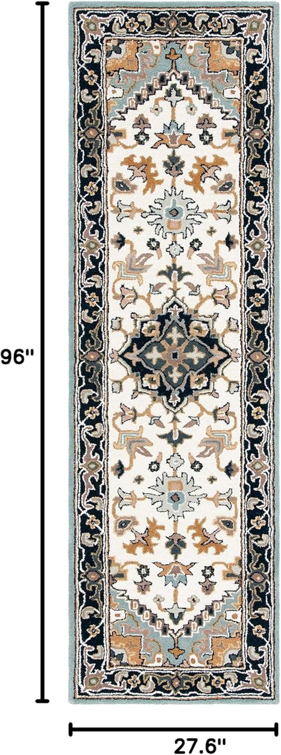 Heritage Grey and Green Hand-Tufted Wool Runner Rug