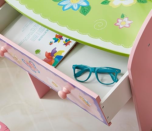 Miniatura 4 de Juego de tocador para niños con espejo y taburete, juego de mesa y silla de maquillaje de belleza para niños pequeños y niños, tocador de maquillaje