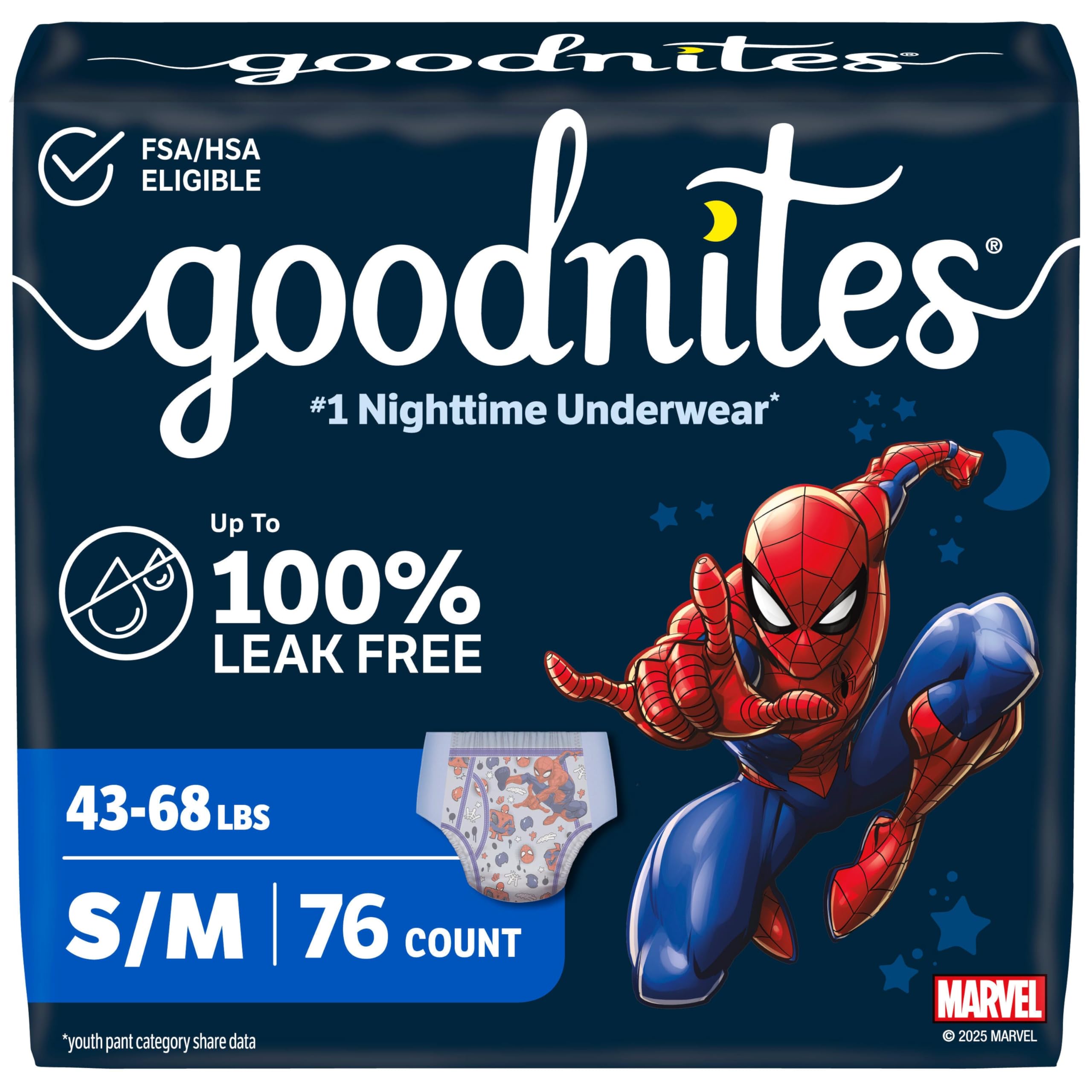 GoodNites Boys' Bedwetting Underwear S/M (43-68 lbs) | Clinically Proven for Better Sleep - main product image