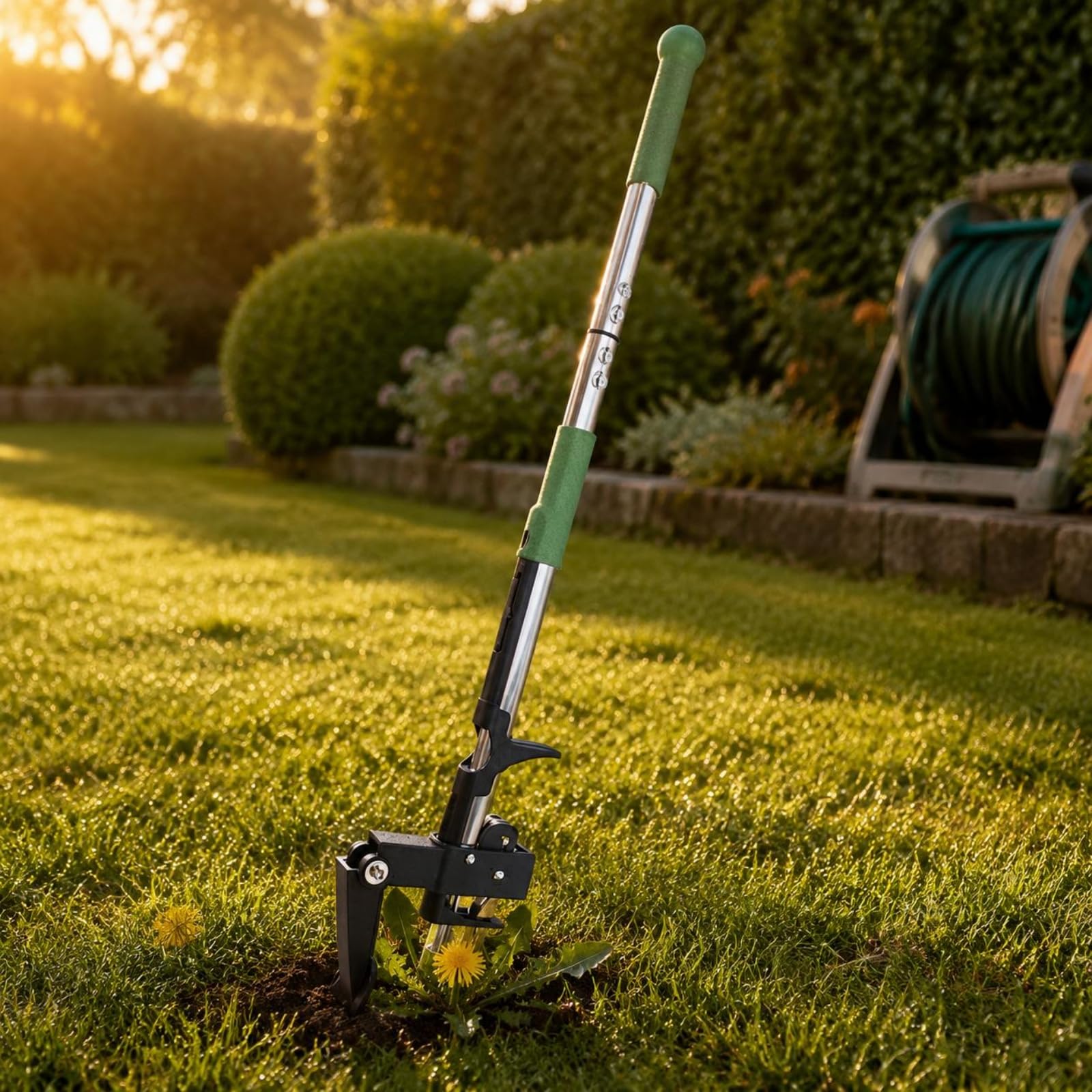 Dreiteiliger Unkrautentferner Leichtes Material Aluminium-Unkrautzieher Ergonomisch Langer Unkrautstecher für Gartenliebhaber, Garten, Rasen