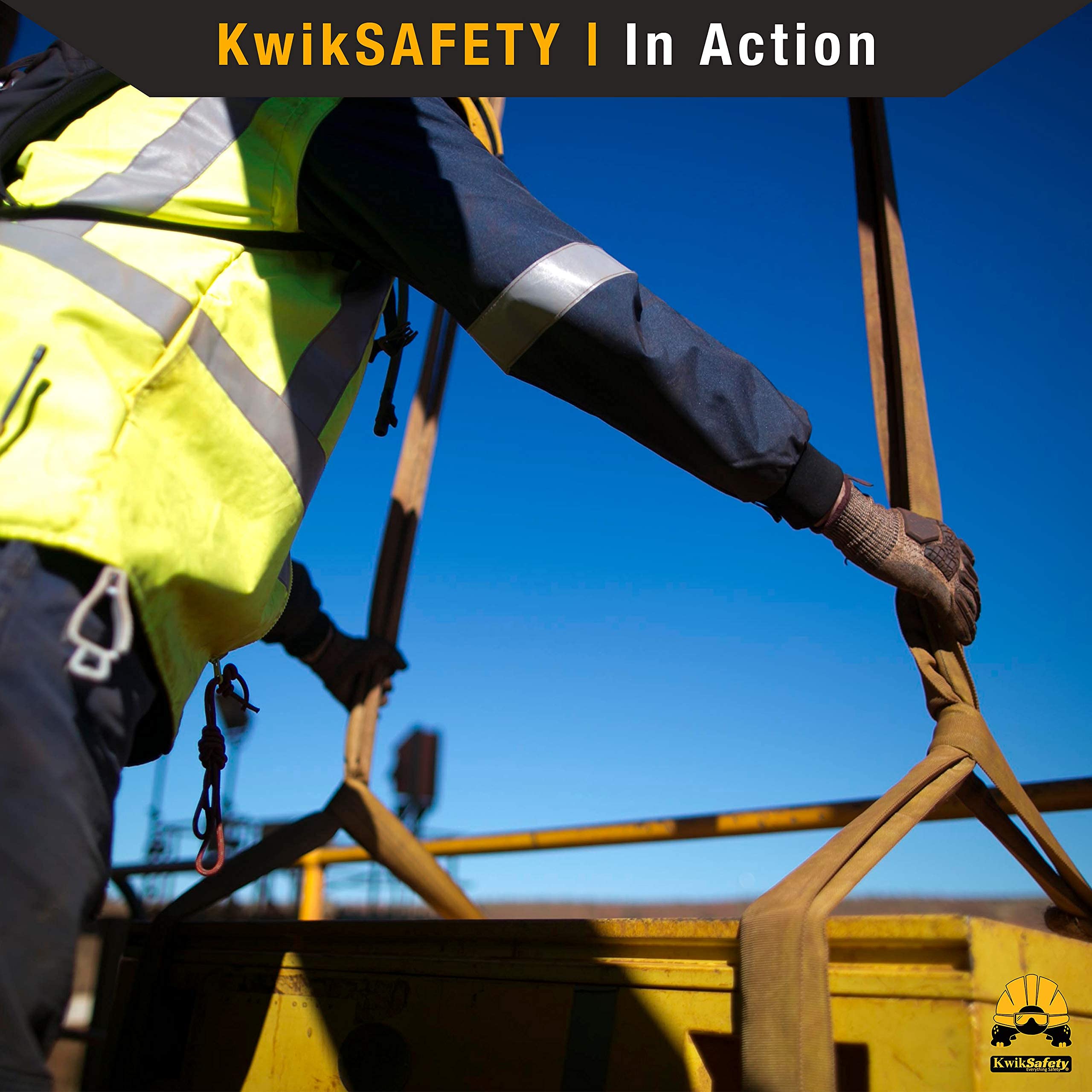 KwikSafety (Charlotte, NC) Mighty Sumo Sangle de levage en polyester pour la construction | ASME OSHA | 2 300 lb vertical 2 313 lb Ras du cou 5,806 lb | Gréement mobile remorquage matériel de levage