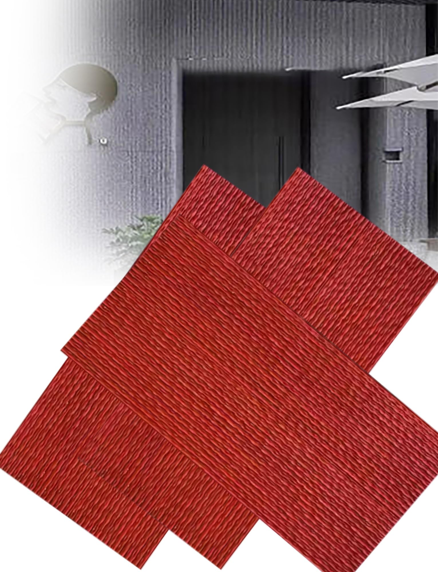 Panel de piedra de poliuretano, paneles de pared de piedra sintética, decoración de paredes interiores, revestimiento de paredes for decoración de interiores(Red,47.3x23.6in-3 pcs)