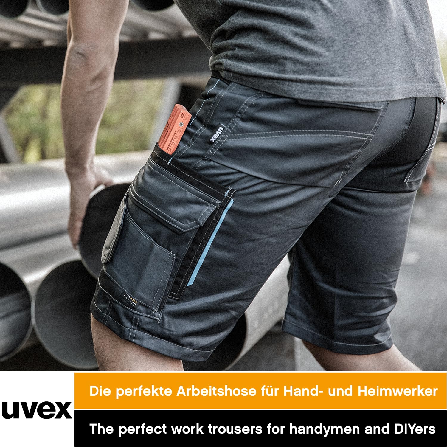 Uvex Tune-Up Herren-Arbeitshose kurz - leichte robuste Arbeitshosen Sommer 35% Baumwolle