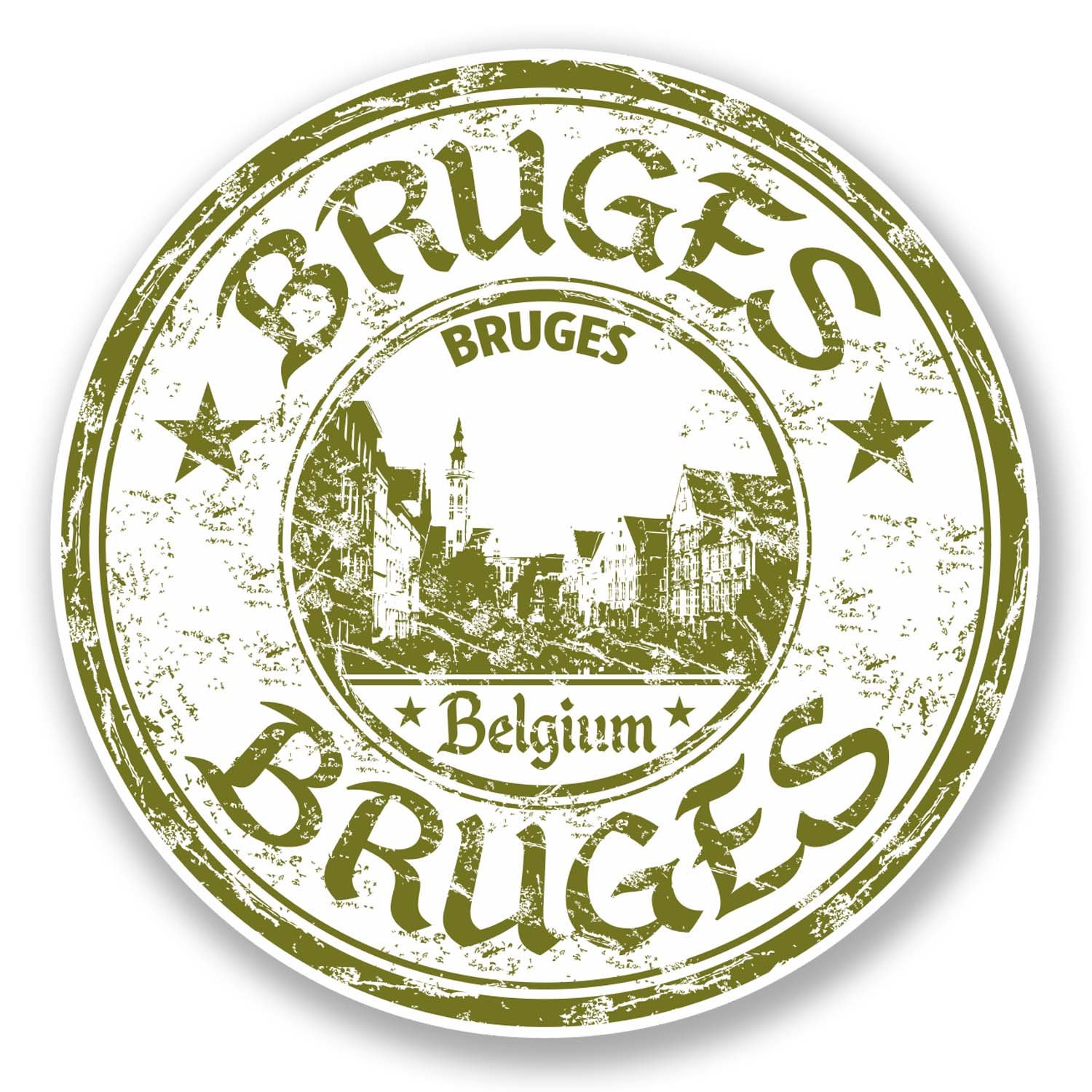 Destinationvinyl Multi 2 X 10Cm Bruges Belgium Vinyl Sticker Decal Travel Luggage Tag Laptop #6100 (10Cm X 10Cm)