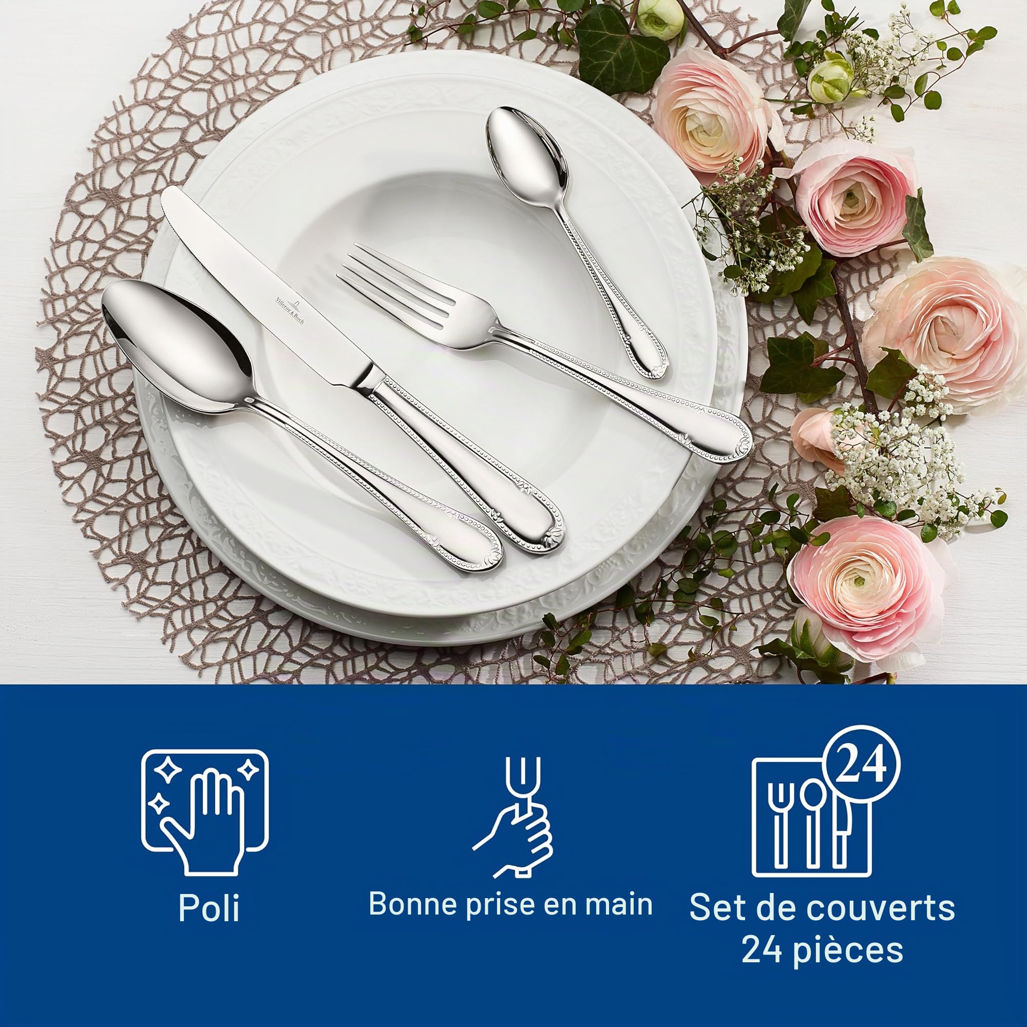 Villeroy & Boch Mademoiselle Couverts de table pour 6 personnes, 24 pièces, Acier inoxydable