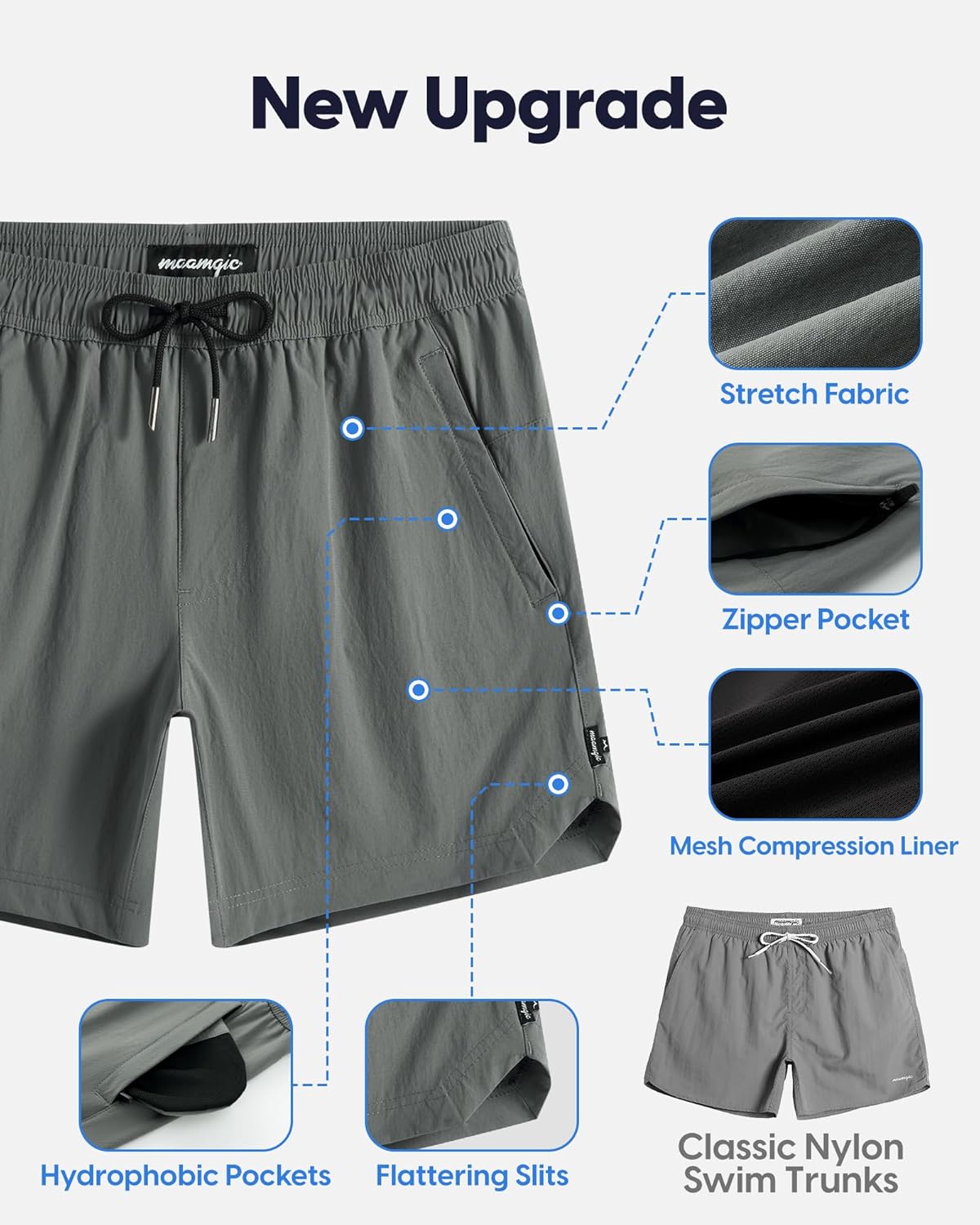 maamgic Mens Swim Trunks 5" with Compression Liner Stretch Quick Dry Swim Shorts Swimming Trunks Bathing Suits - Image 5