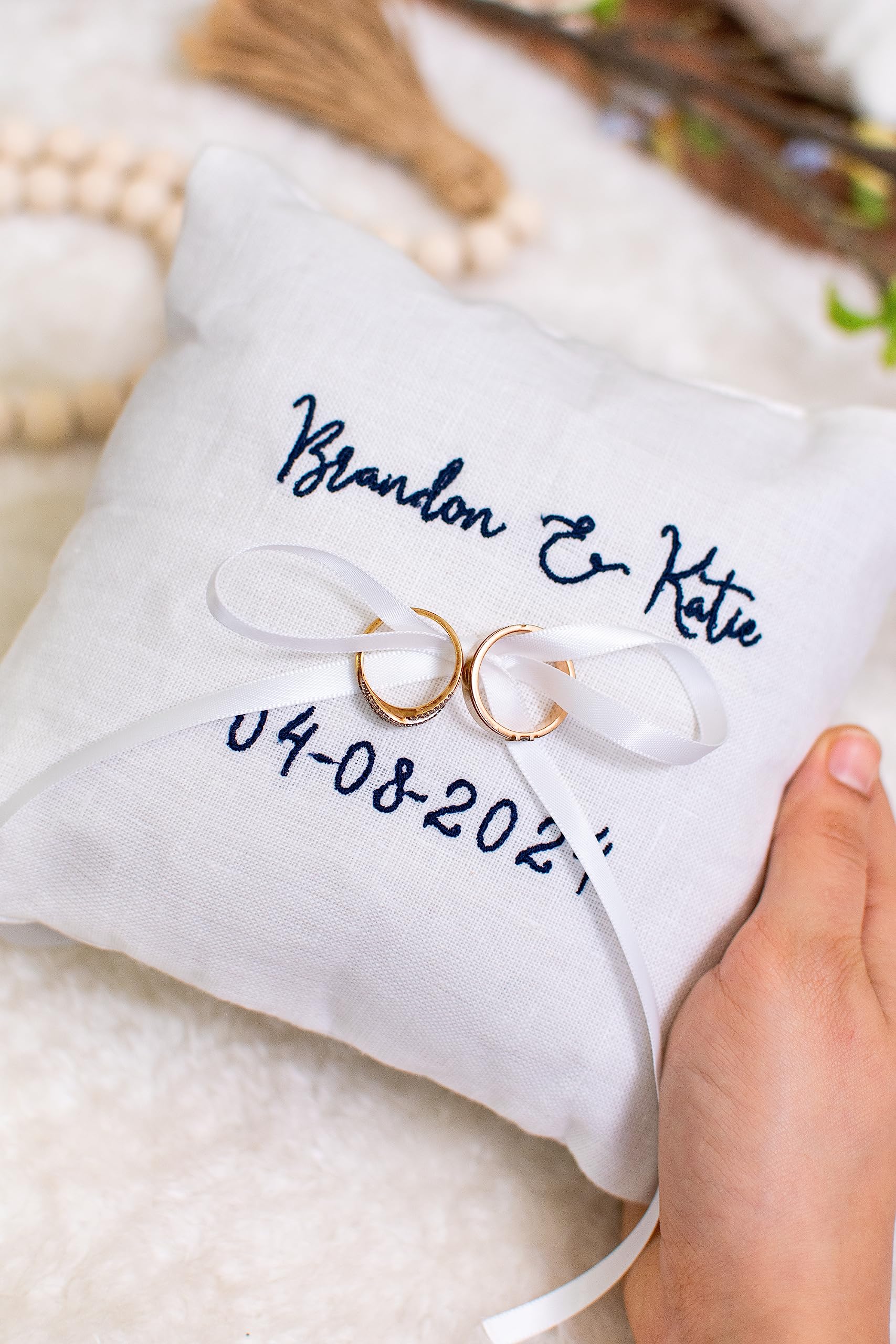 Personalised Wedding Ring Cushions Ring Pillow Personalized Wedding