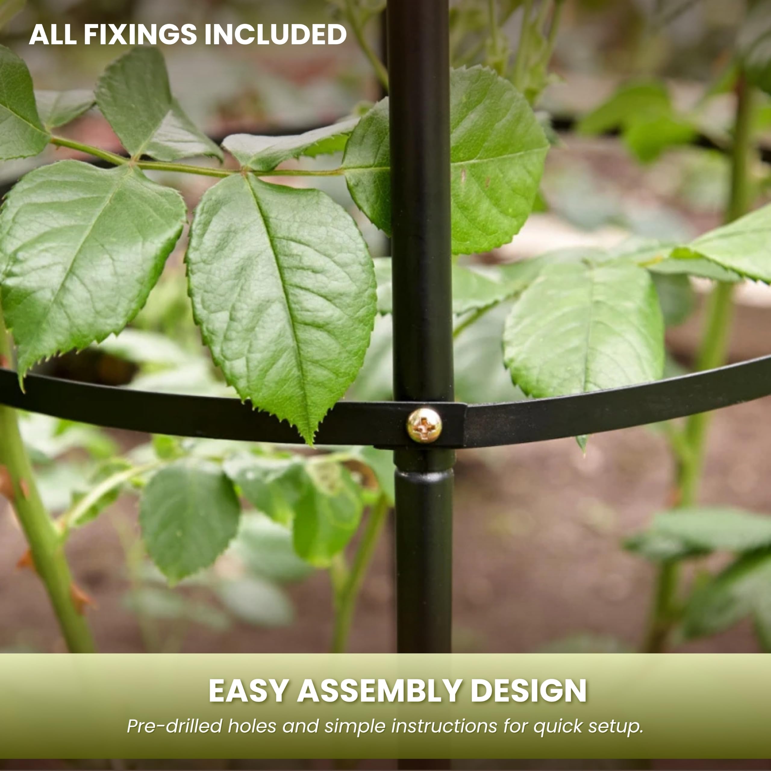 Garden Mile 2X Grand 2M Noir Métal Jardin Obélisque Résistant Solide Tubulaire Plante Cage pour Roses, Plantes Grimpantes Soutien Structure Décoration De Jardin