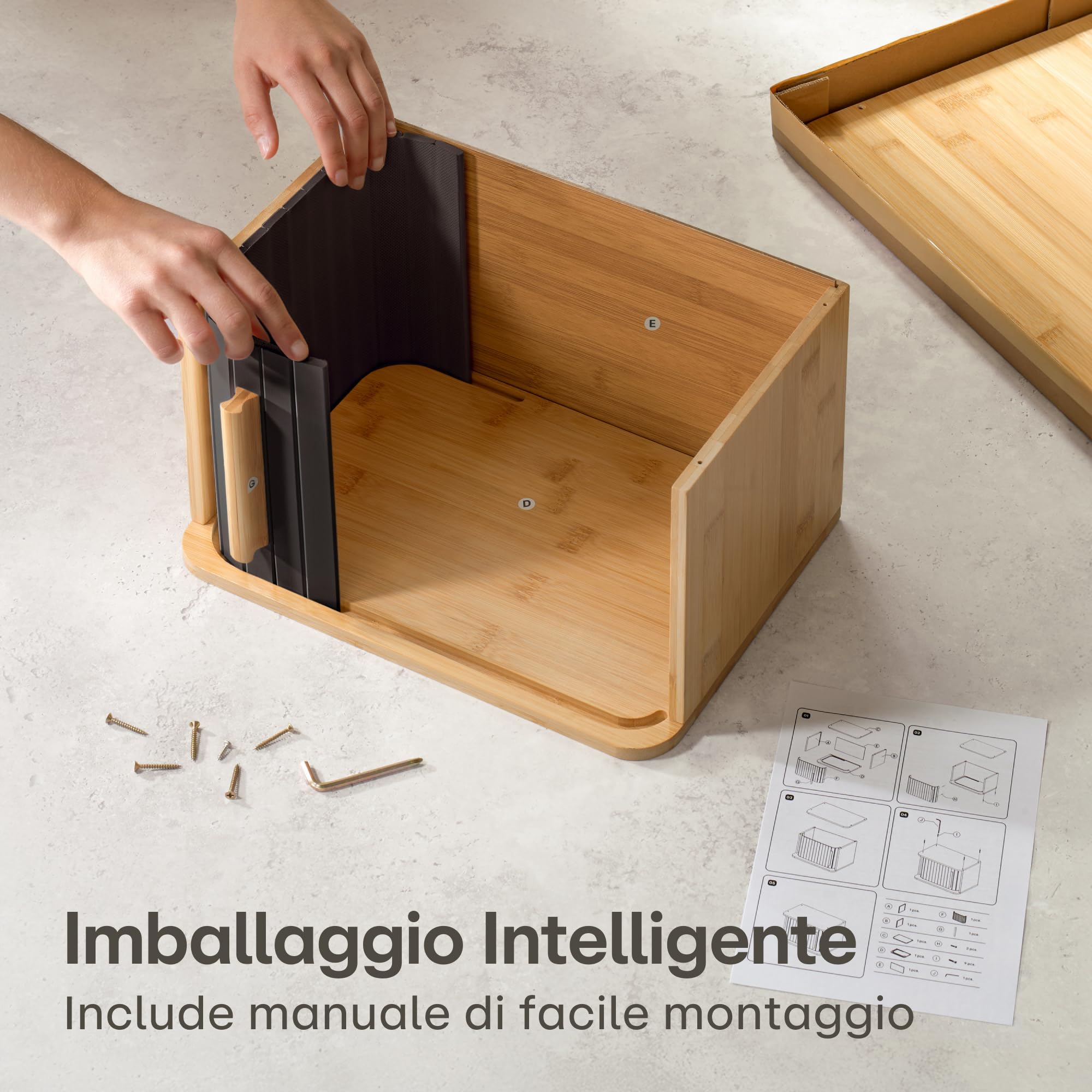 Praknu Portapane Moderno in Legno FSC® Piccolo con Porta Scorrevole - Cassetta Portapane da Cucina 33 x 23 cm - Salva spazio - per Mantenere Il Pane Croccante - Nero
