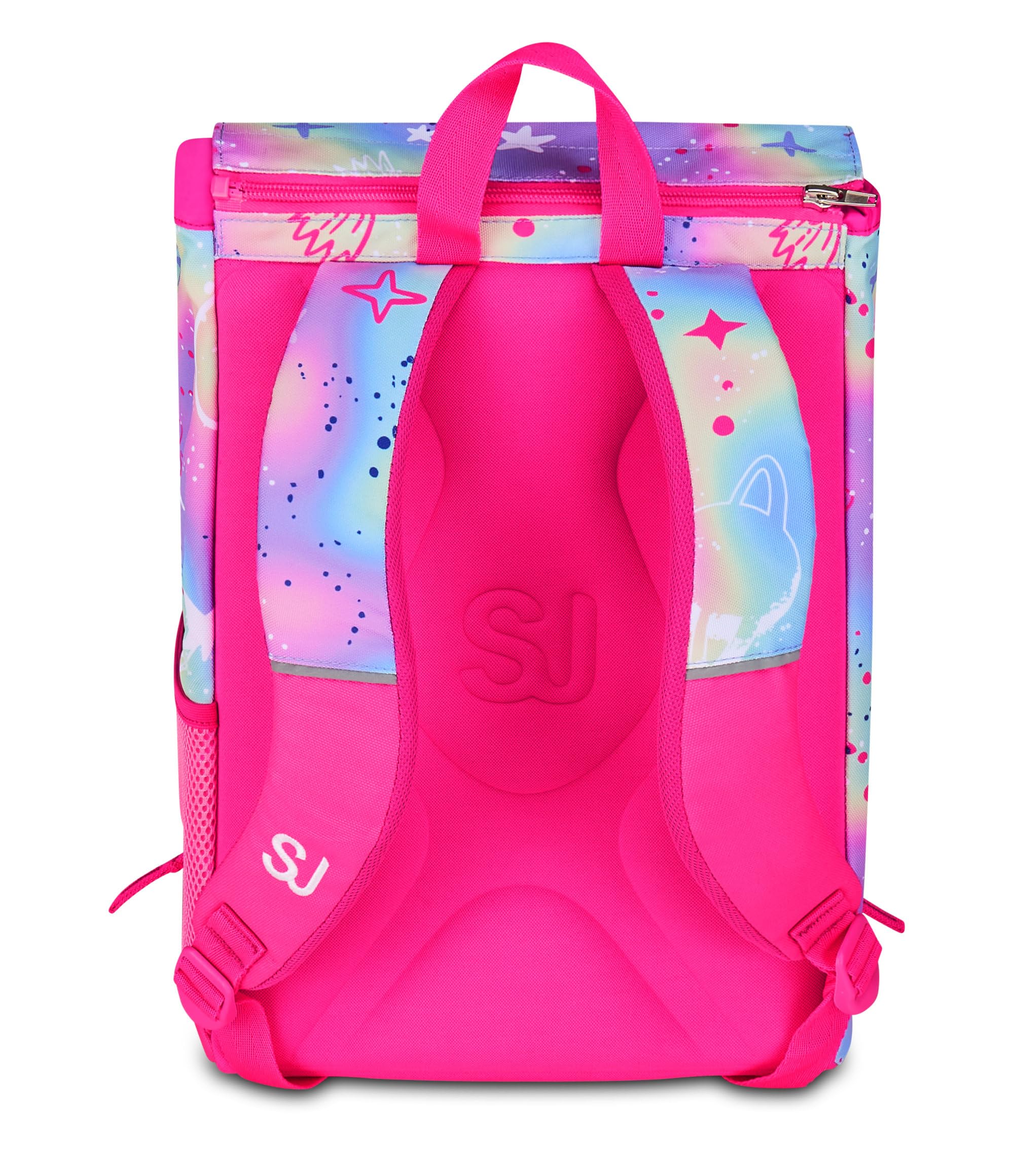 SJ GANG STYLE JAM GANG Zaino Scuola Estensibile Big CATLED, Fucsia, Zaino con Divisorio Interno, Tasca Superiore con Occhi LED, Tasca per Borraccia, 24 L, Zaino Scuola Elementare, Bambina