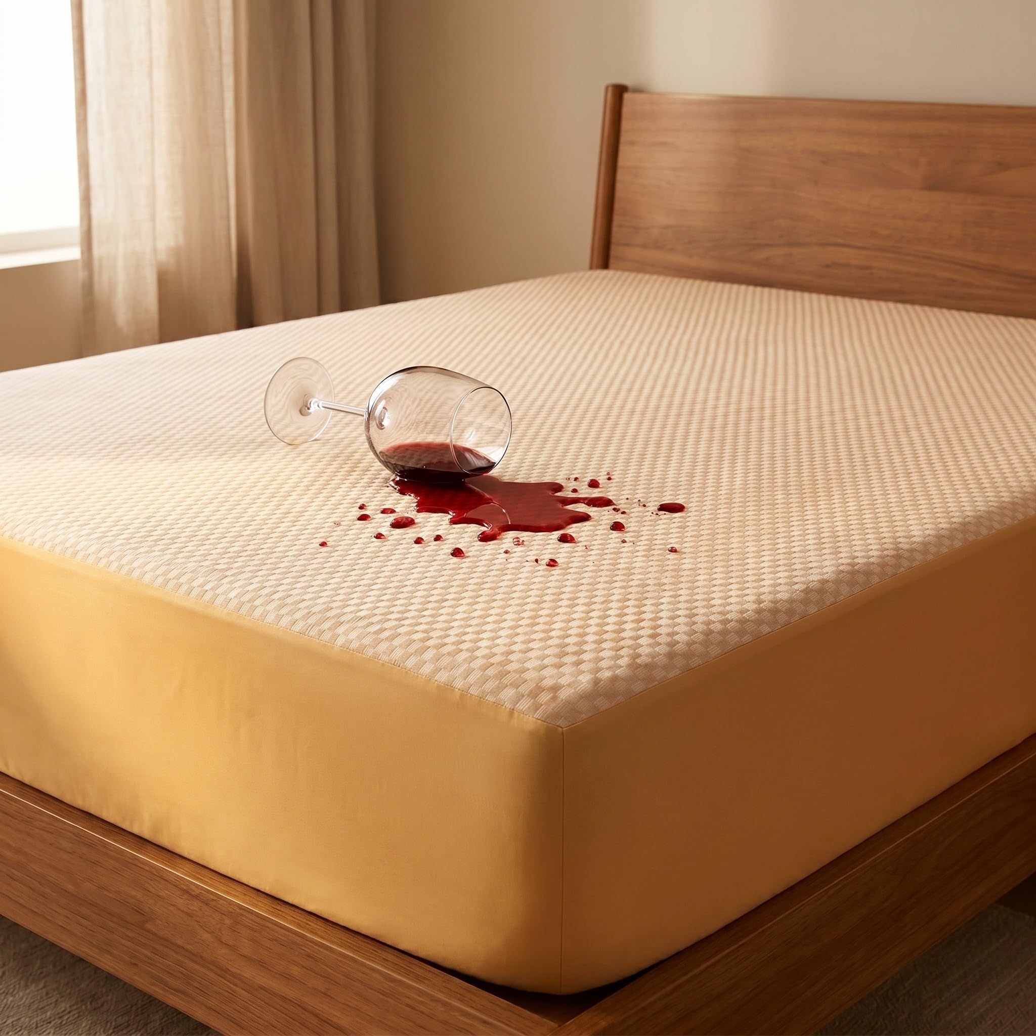Epicasa 100% Waterproof Mattress Protector | 250 GSM Premium Jacquard Weave | Noiseless & Breathable | Hypoallergenic | Blocks Dust Allergens | 360° Elasticated | Machine Washable | Classic-image-2