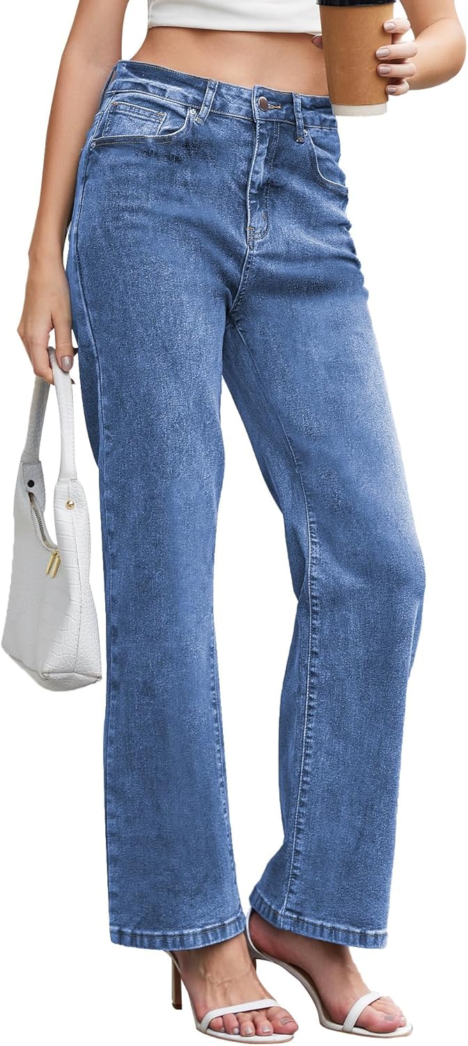 Dimur Jeans for Women Trendy High Waisted Straight Jeans Loose Wide Leg Stretchy Denim Pants with Pockets 2025 Fashion - Image 5