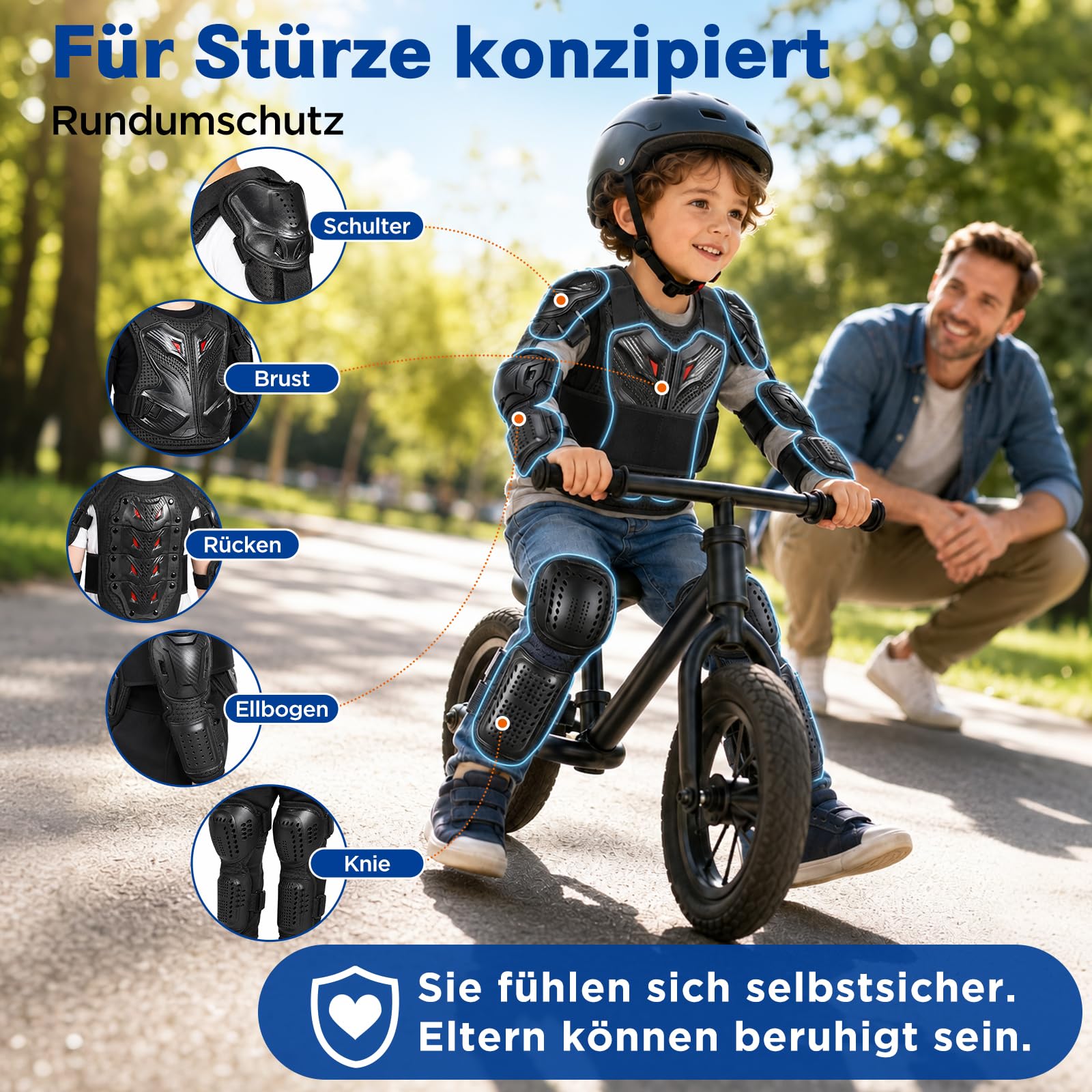 yeesport MTB Brustpanzer Kinder Protektoren Rückenprotektor Set