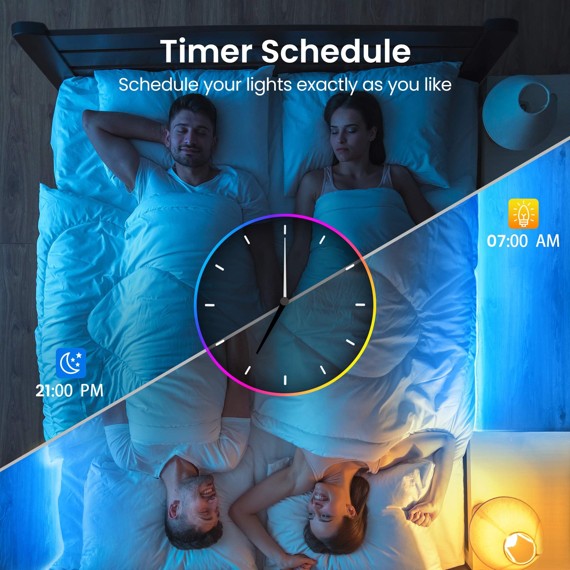 TJOY Intelligente LED-Lichterkette, 30 m, funktioniert mit Alexa, 2835 RGB Farbwechsel, Musik-Synchronisation, LED-Streifen mit App-Fernbedienung, Lichter