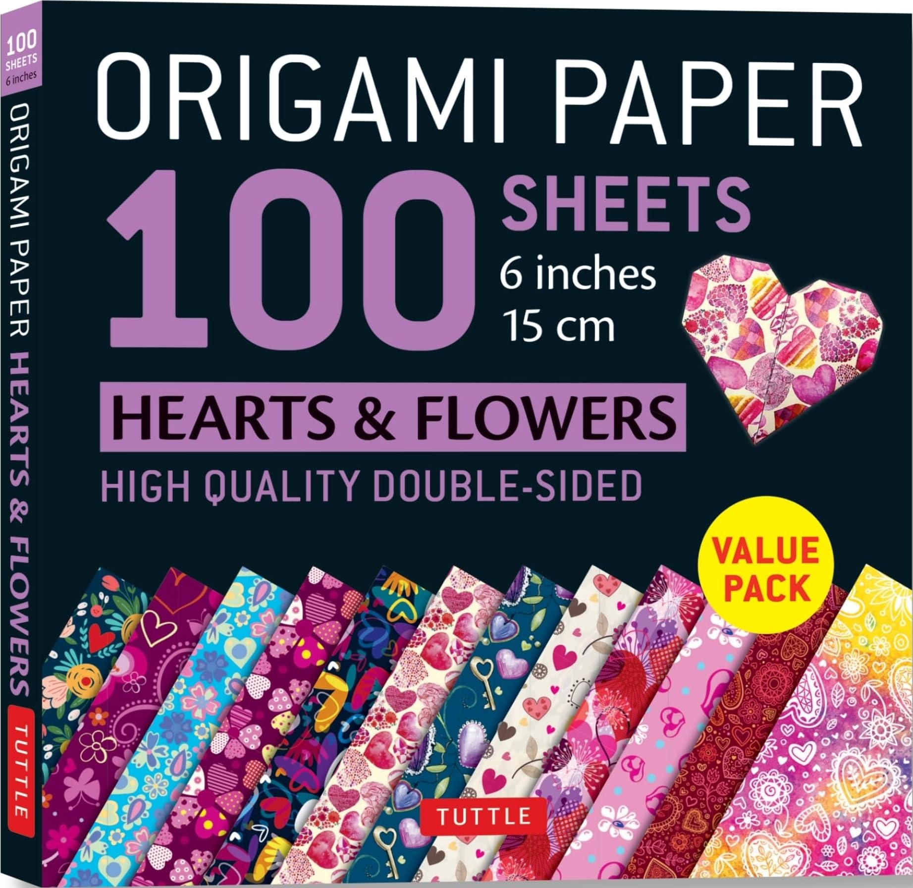 Origami Paper 100 sheets Hearts & Flowers 6" (15 cm): Tuttle Origami Paper: Double-Sided Origami Sheets Printed with 12 Different Patterns: Instructions for 6 Projects Included