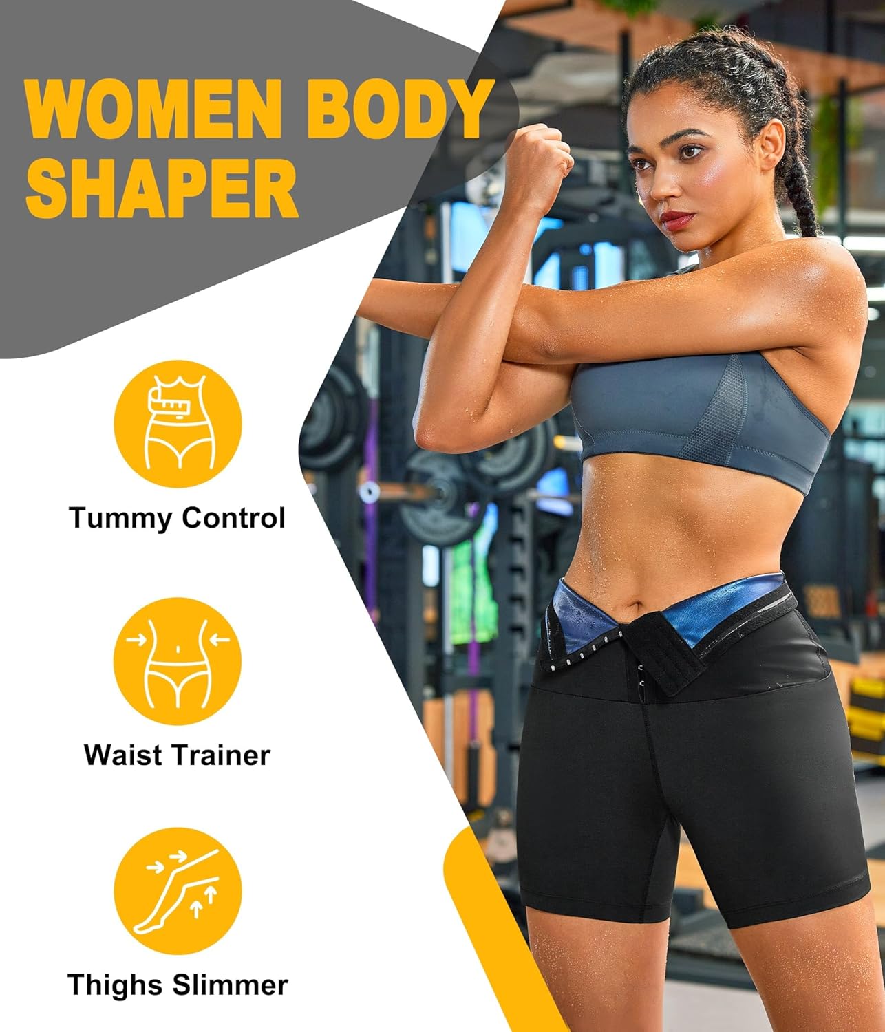 TrainingGirl Compression Sweat Shorts for Women Workout Sauna Suit Gym Sets High Waist Trainer Thigh Fat Slimmer Yoga Pants - Image 2