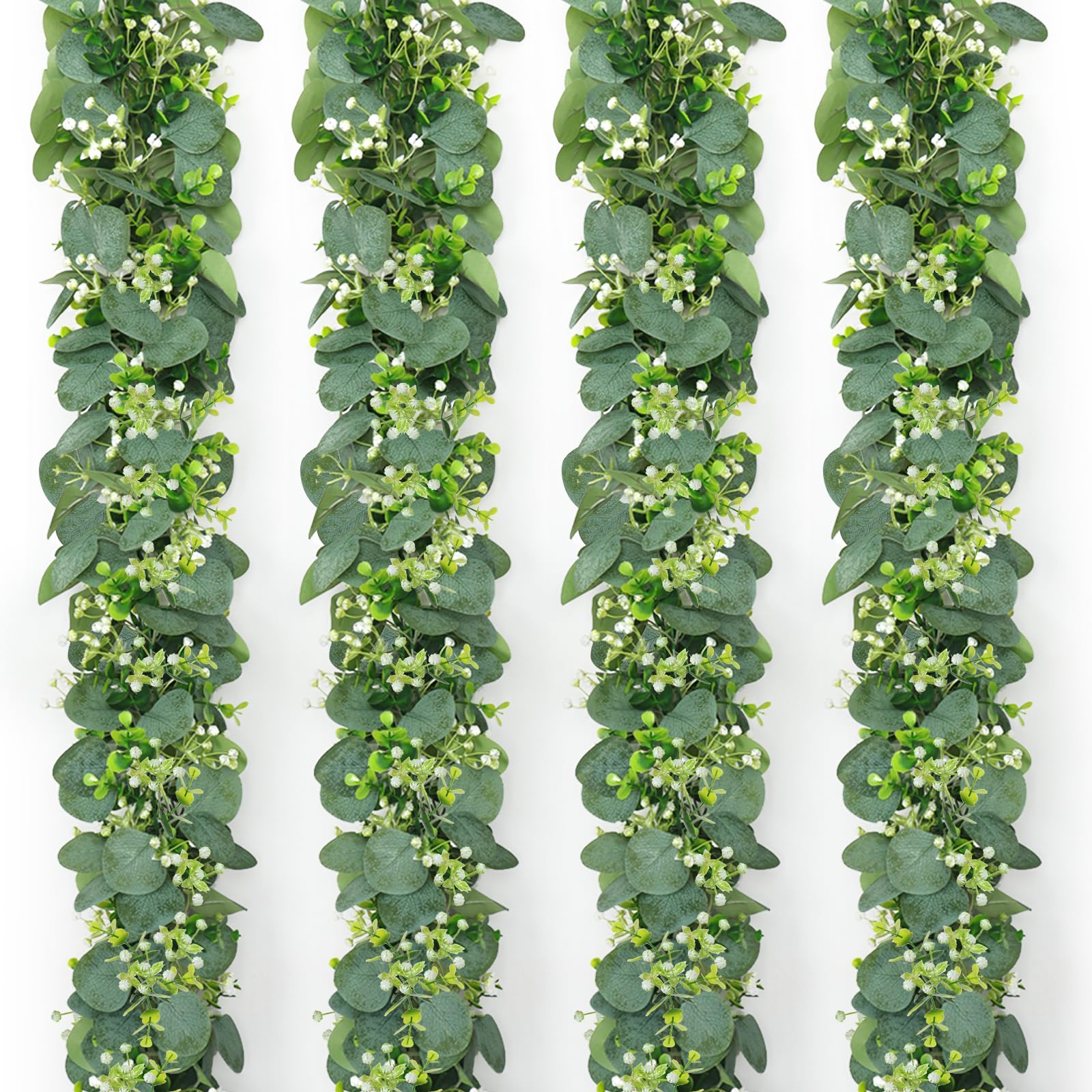 Guirlande d'eucalyptus artificielle 1,8m lot de 4 pour arche de mariage et décoration murale