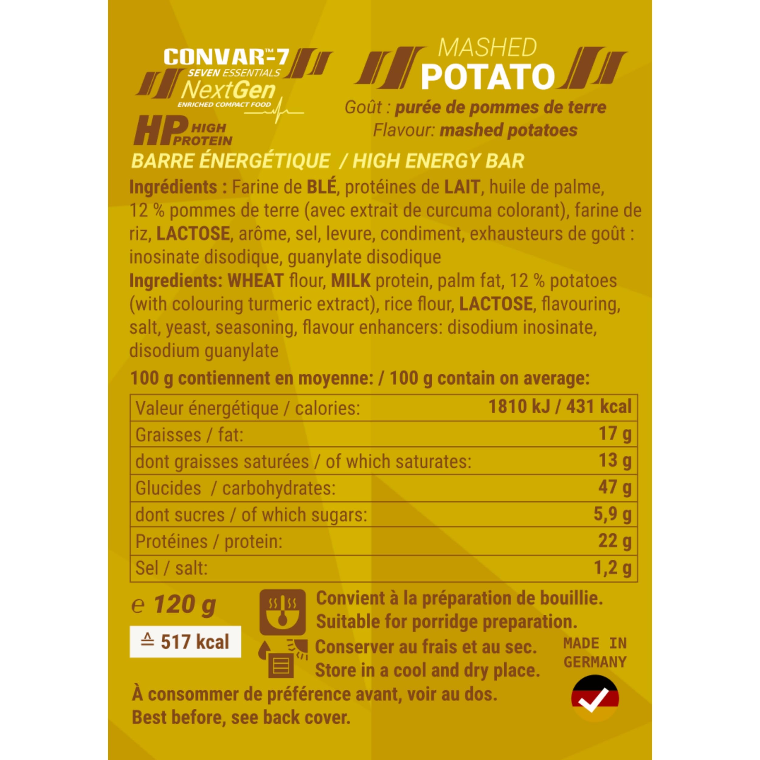 CONVAR-7 Barrita Energética Patata Ración de Supervivencia Emergencia