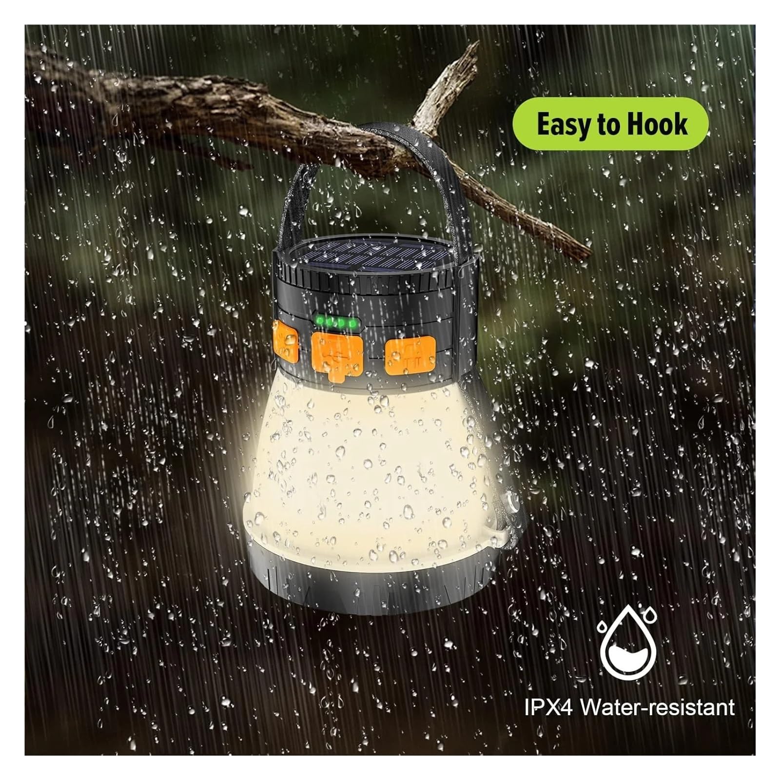 Lanterna da campeggio a LED, lanterna da campeggio ricaricabile da 1500 lumen con pannello solare, impermeabile, 8 modalità di illuminazione, power bank da 7500 mAh, torcia da campeggio for emergenze