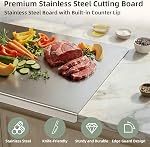 Stainless Steel Cutting Board, Kitchen Chopping Board for Cutting Meat, Veggies and Fruit, 15.7 × 11.8 × 0.8 inch