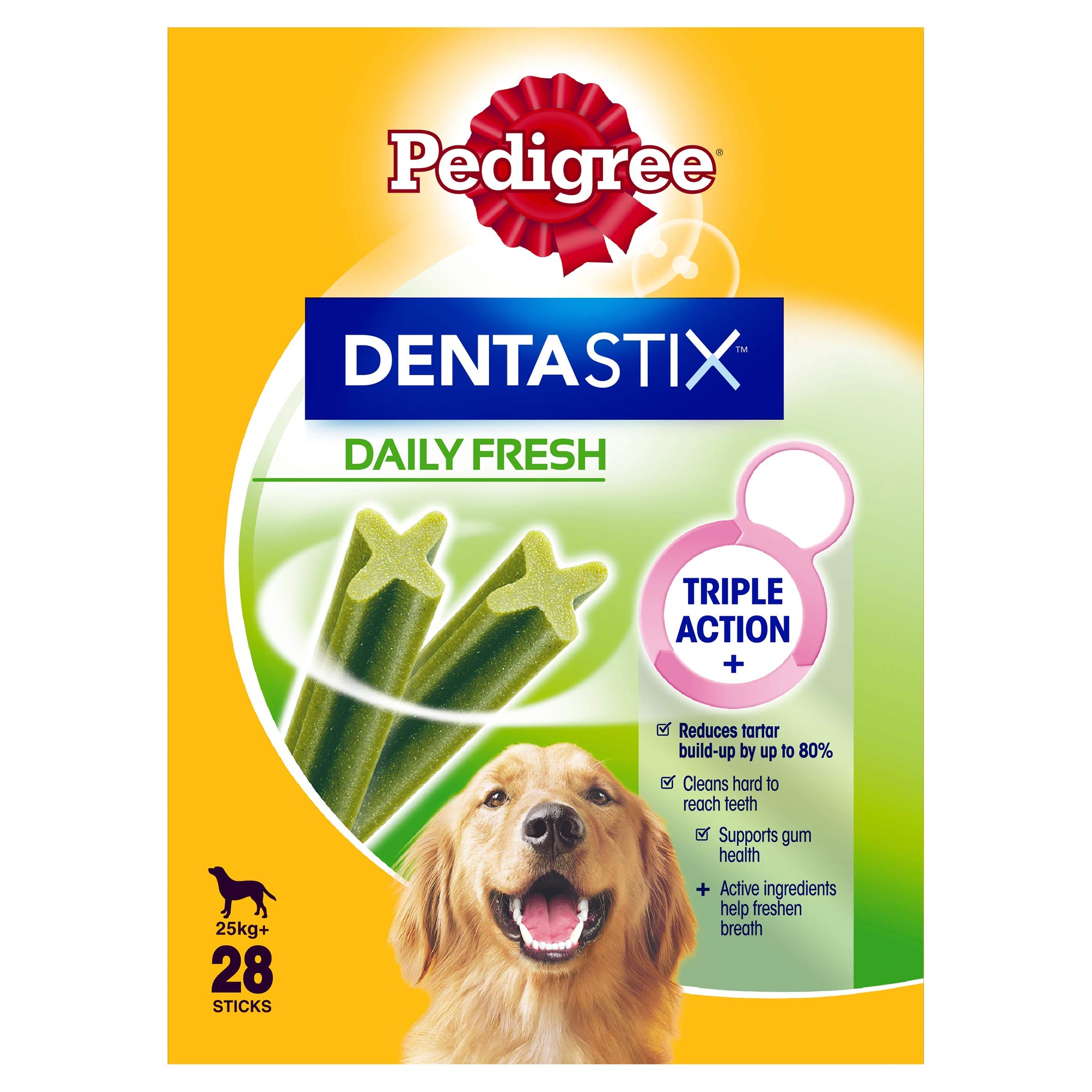 Pedigree Dentastix Fresh, masticabili dentali giornalieri per cani grandi da 25 kg o più, 28 barre