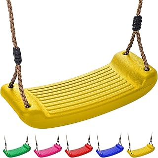 Kids Swing Seat – Durable Outdoor & Indoor Baby Swing Chair with Adjustable Rope – Heavy-Duty Plastic, Weather-Resistant – Replacement Swing for Climbing Frames, Playsets & Tree Swings Yellow