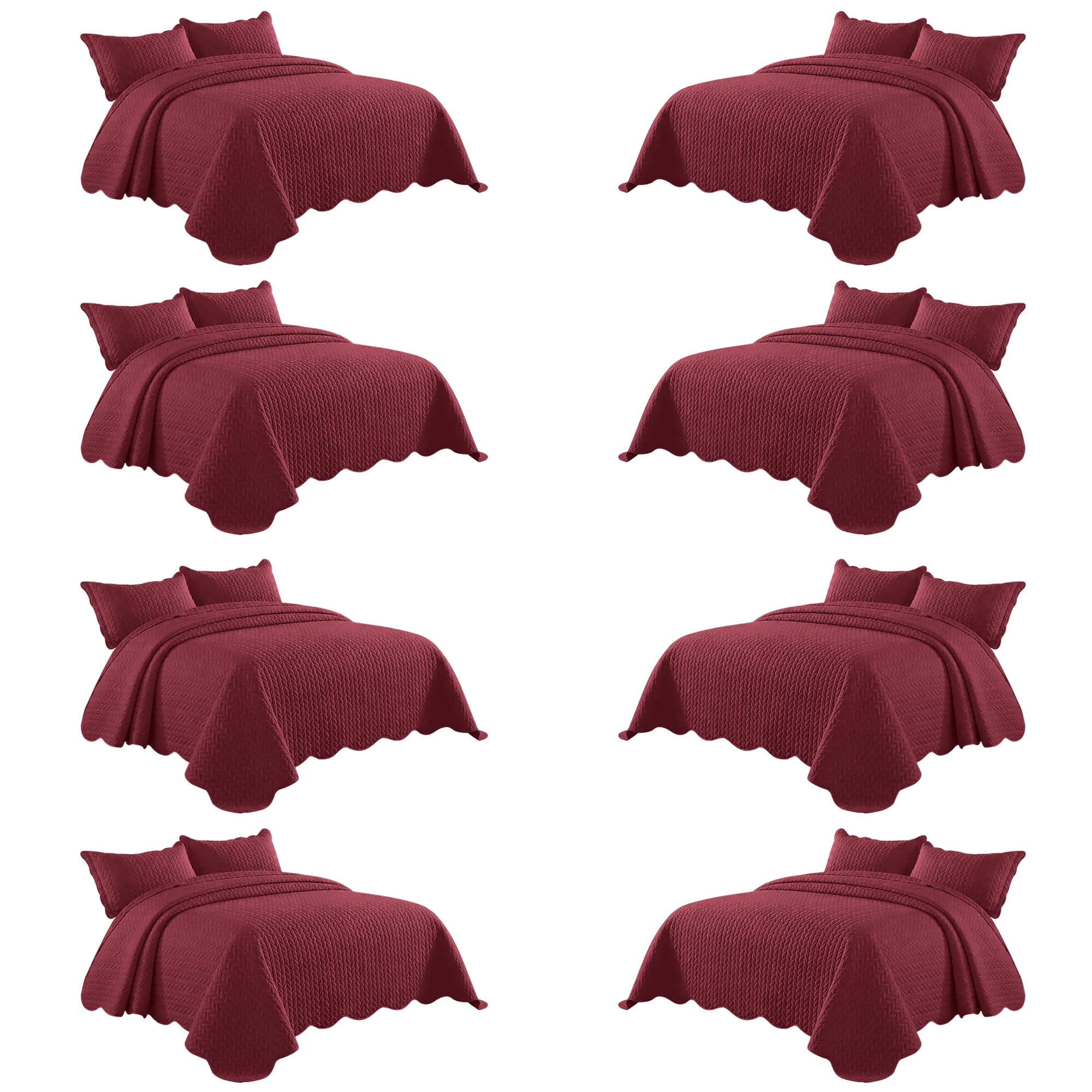IR Imperial Rooms King Quilt Burgundy Leaf 8 Pack for Hotel Guest Room