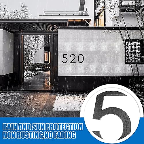 Miniatura 7 de ziyue Números de casa de 12 pulgadas para exteriores, números de dirección de casa modernos de metal, flotante, para exteriores de 0 a 9, negro (0)