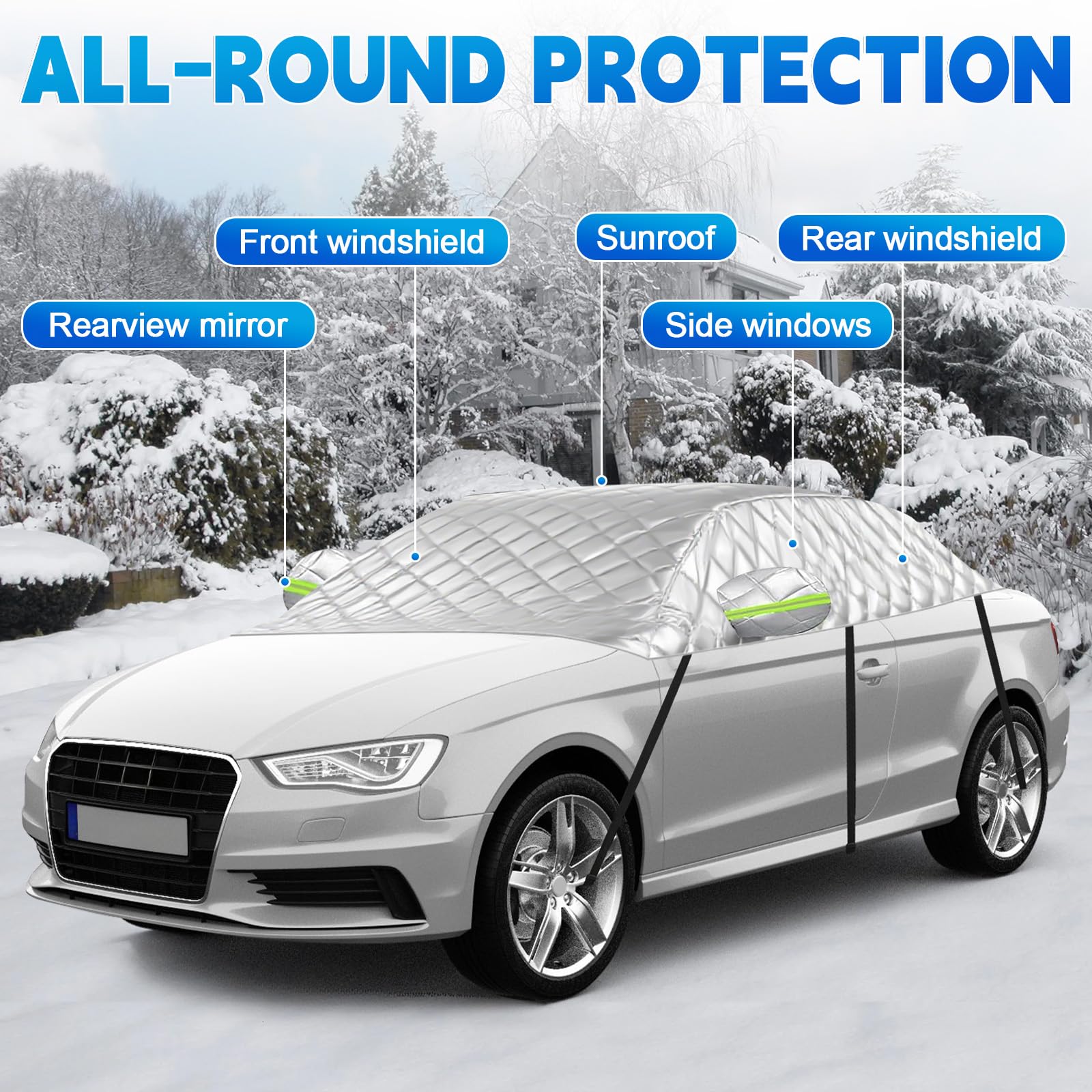 Demi-Housse Voiture Remplacement pour Audi A3/S3 Cabriolet 2008-2012, Couverture de Voiture de Protection de Toit Souple étanche, Demi-Garage épaissi pour Tous Les Temps, Anti-grêle et Anti-Neige