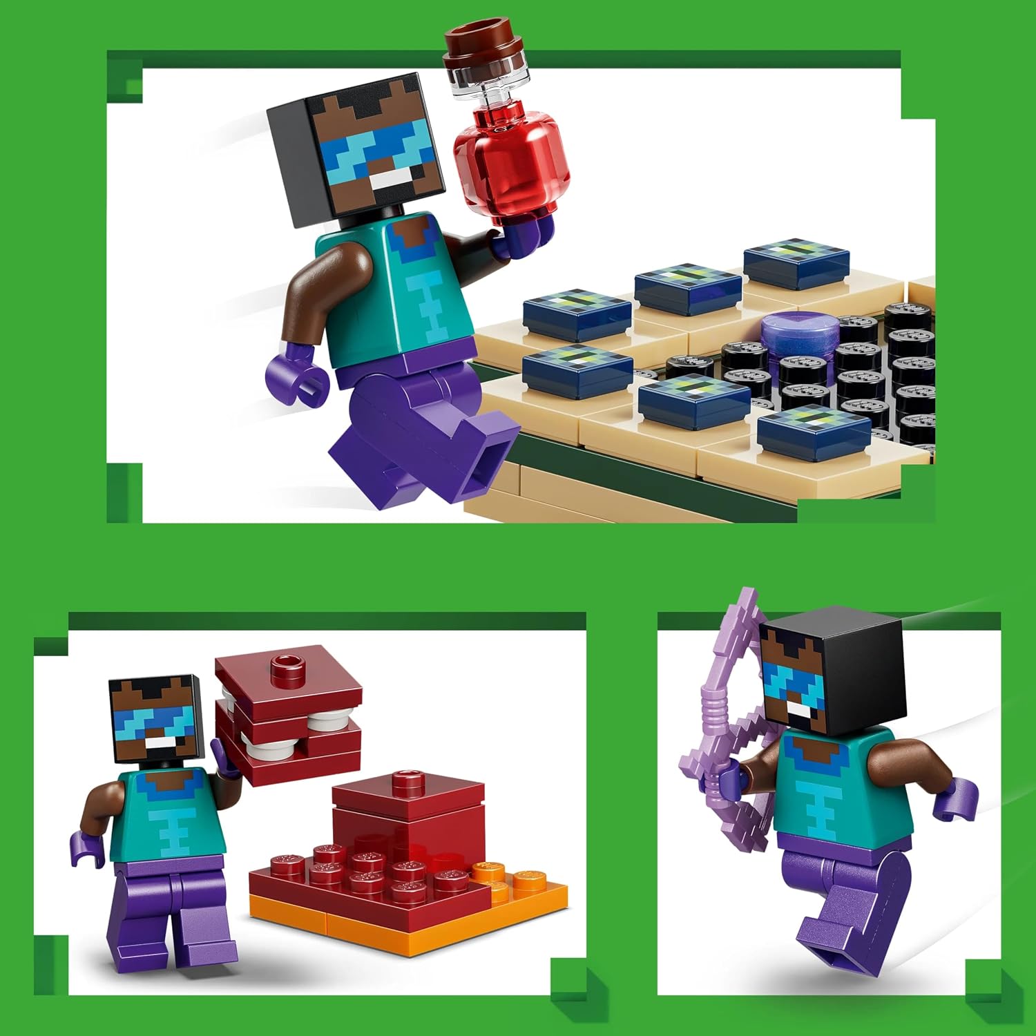 Lego 21584 Minecraft Nether and Endportal Journey Toy, Birthday Gift, Blocks, Boys, Girls, Children, 7, 8, 9, Elementary School Game, Pretend Play, Pretend Play