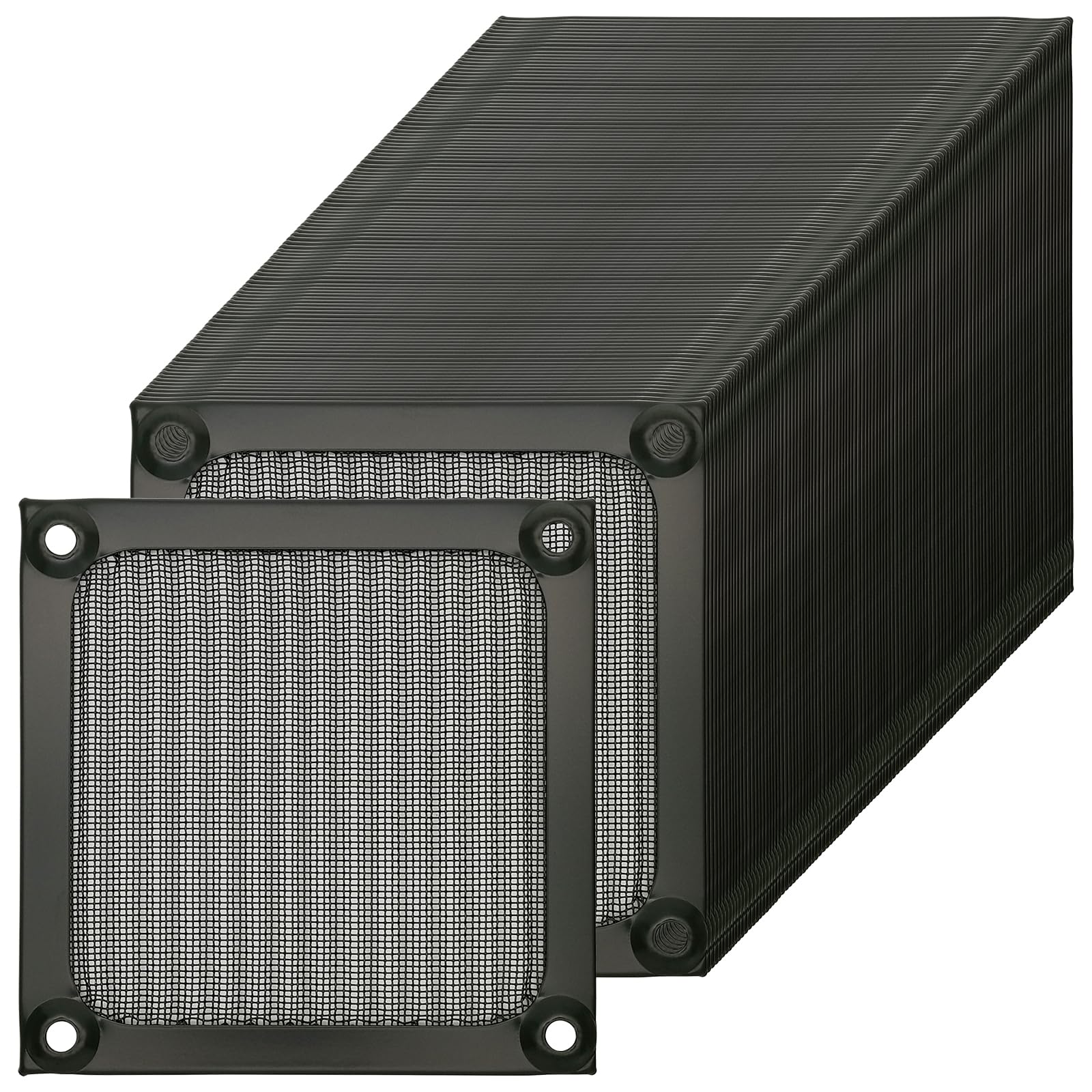 80mm Computer Fan Filter Grills with Screws, Aluminum Frame Ultra Fine Stainelss Steel Mesh, Black Color - 100 Pack