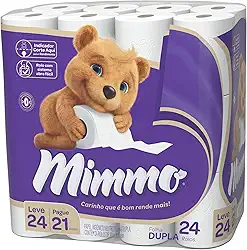 Mimmo Papel Higiênico Folha Dupla, 30m, Leve 24 Pague 21 Rolos