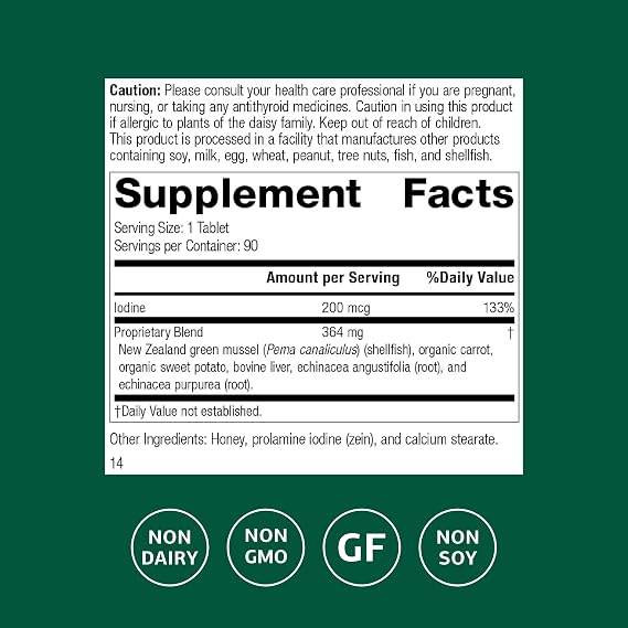 Standard Process Iodomere - Daily Supplement to Support Your Metabolism, Immune Function & Thyroid Hormone Production - Gluten-Free, Non-Dairy & Non-Soy - 90 Tablets (90 Servings)