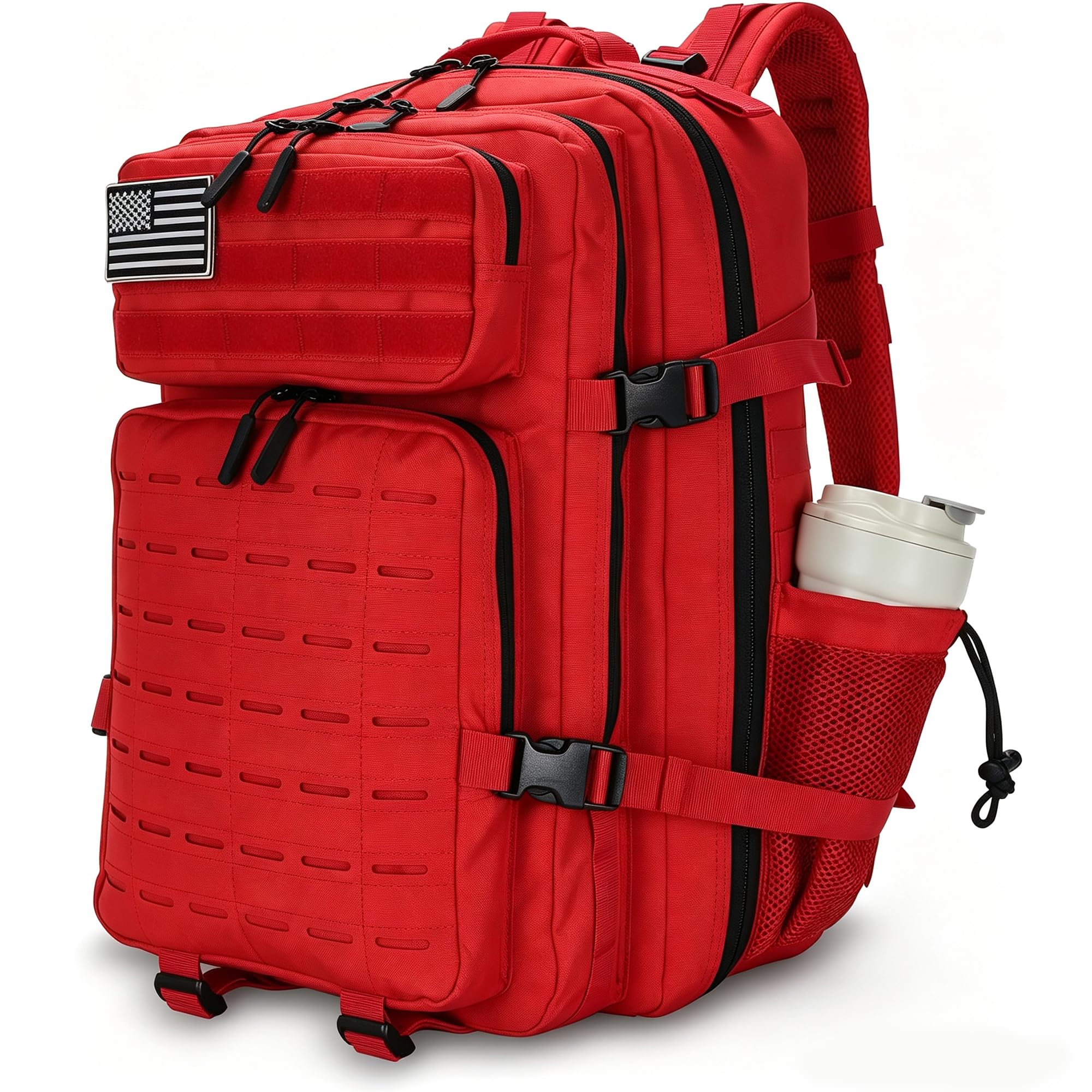 Sparklekle Military Tactical Backpack 45L 3 Day Assault Pack Waterproof Molle Hiking Rucksack for Men&amp;Women (Red)
