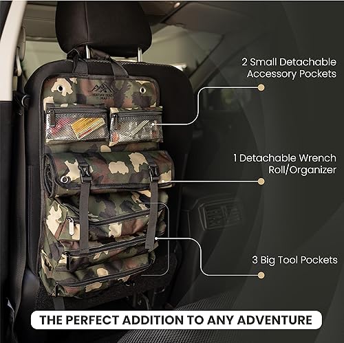 Miniatura 5 de Bolsa de herramientas enrollable, bolsa compacta para herramientas con 2 bolsas transparentes desmontables, organizador de llaves desmontable, bolsa