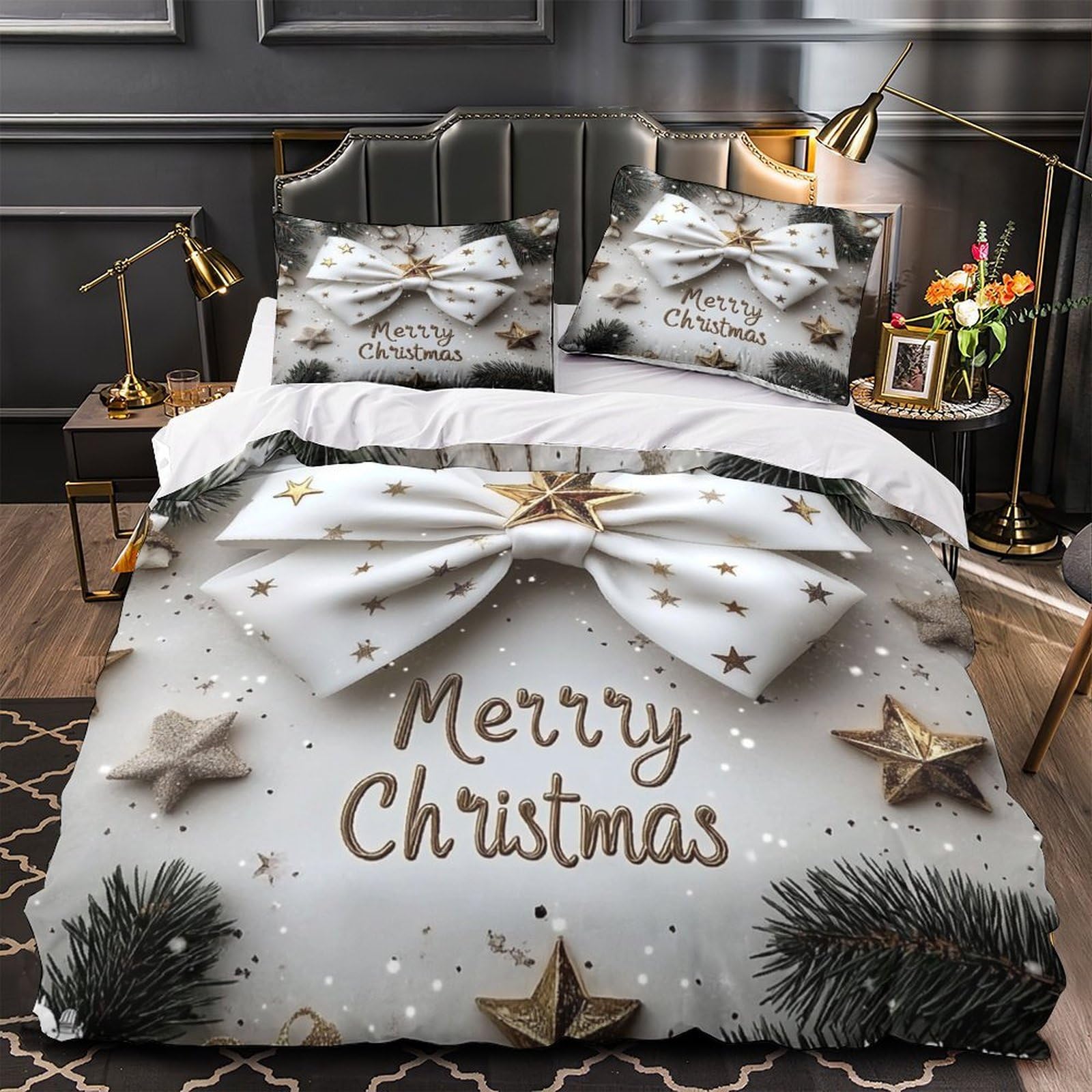 Housse de couette respirante et hypoallergénique parure de lit 260x220 cm motif chien chocolat
