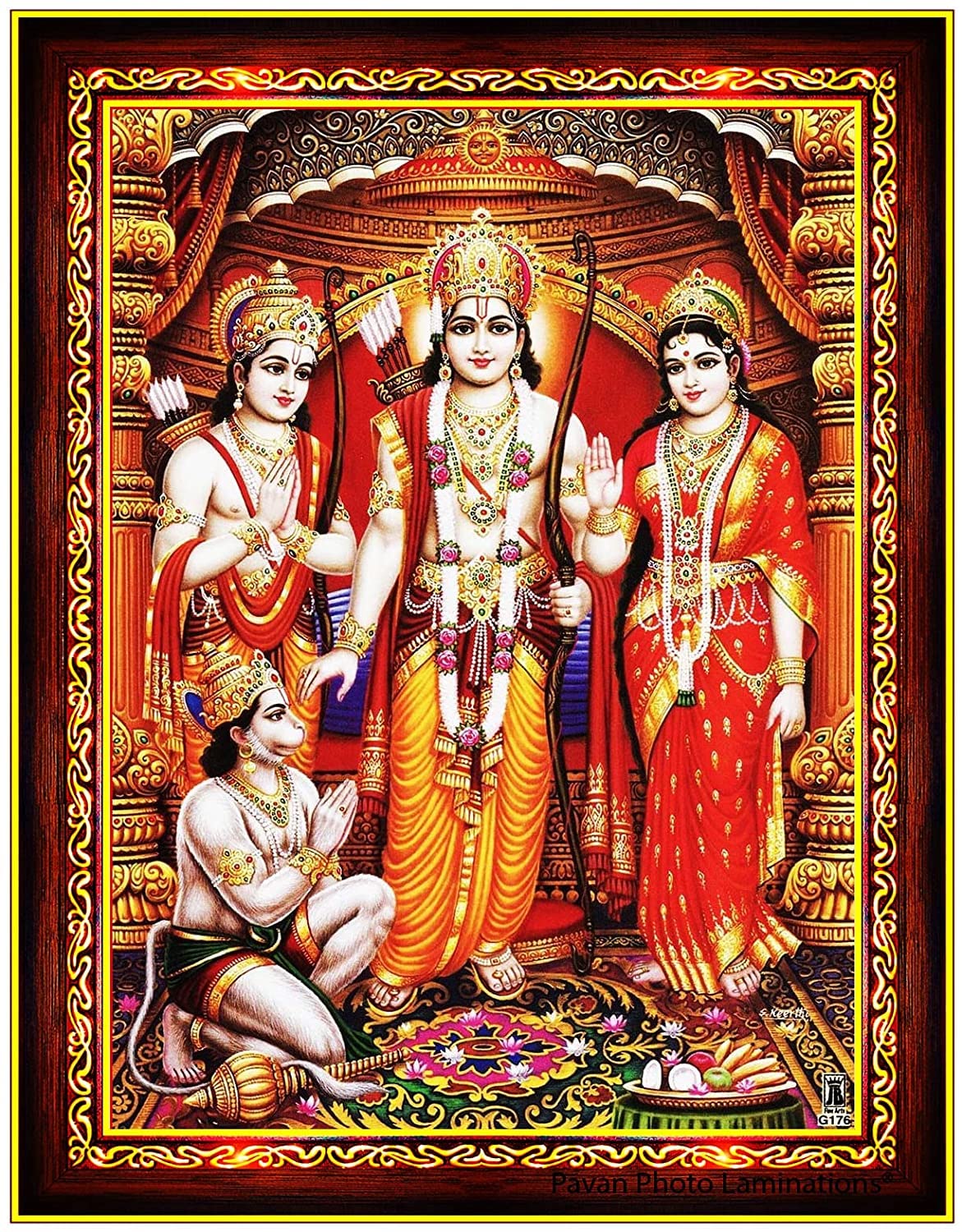 Ram Darbar Photo Frame, Small Size (16x21cm), Brown Color, B741S