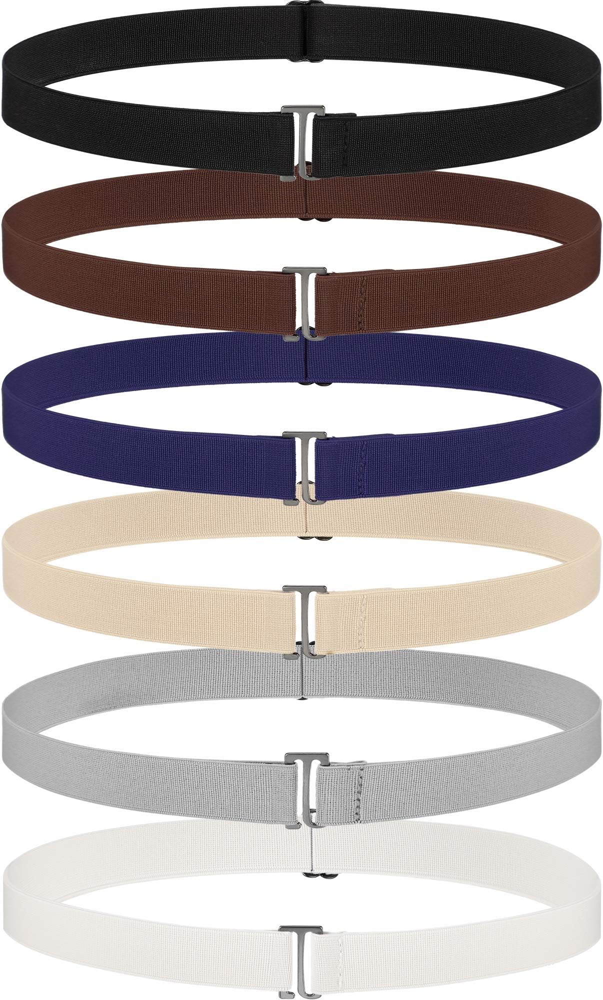 SATINIOR No Show Invisible Women Flat Belts Buckle Stretch Elastic Belt for Jeans Pants Dresses