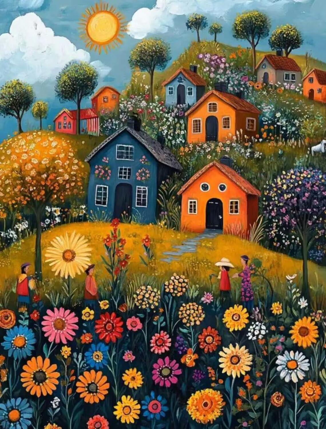 Rqwybcaxn Bead Cross Stitch Kits Colorful Town 40x50cm