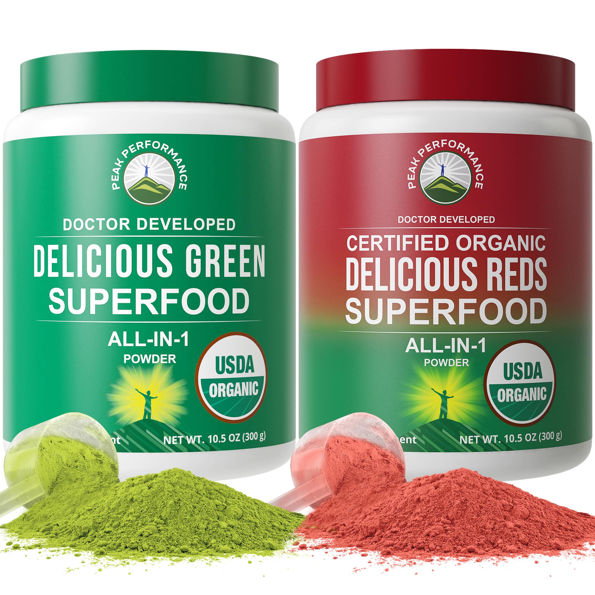 Peak Performance Greens Superfood em Pó Orgânico e Reds Superfood em Pó ...