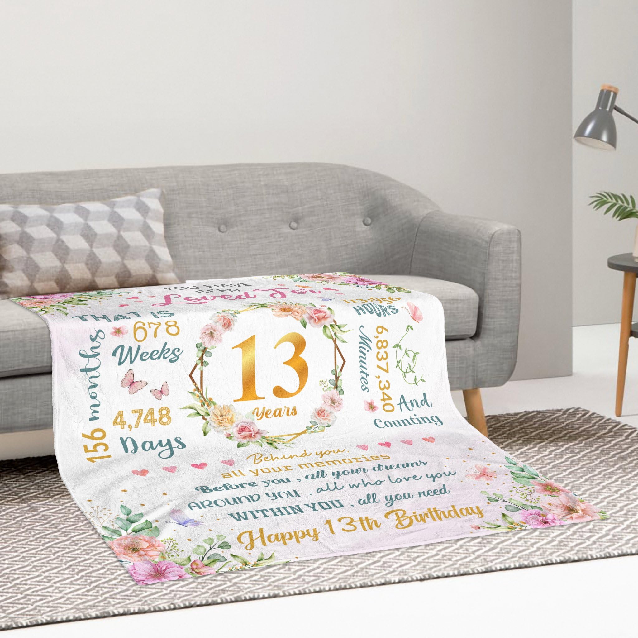 Coperta Morbida In Flanella Per Il 13° Compleanno Ragazze - Regalo Personalizzato 150x127 Cm Per Figlia, Nipote, Amica - 2
