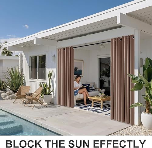 Miniatura 2 de RYB HOME - Cortinas para exteriores impermeables para patio, extralargas, opacas, para área de actividad exterior, cabaña, etc, 100 pulgadas de